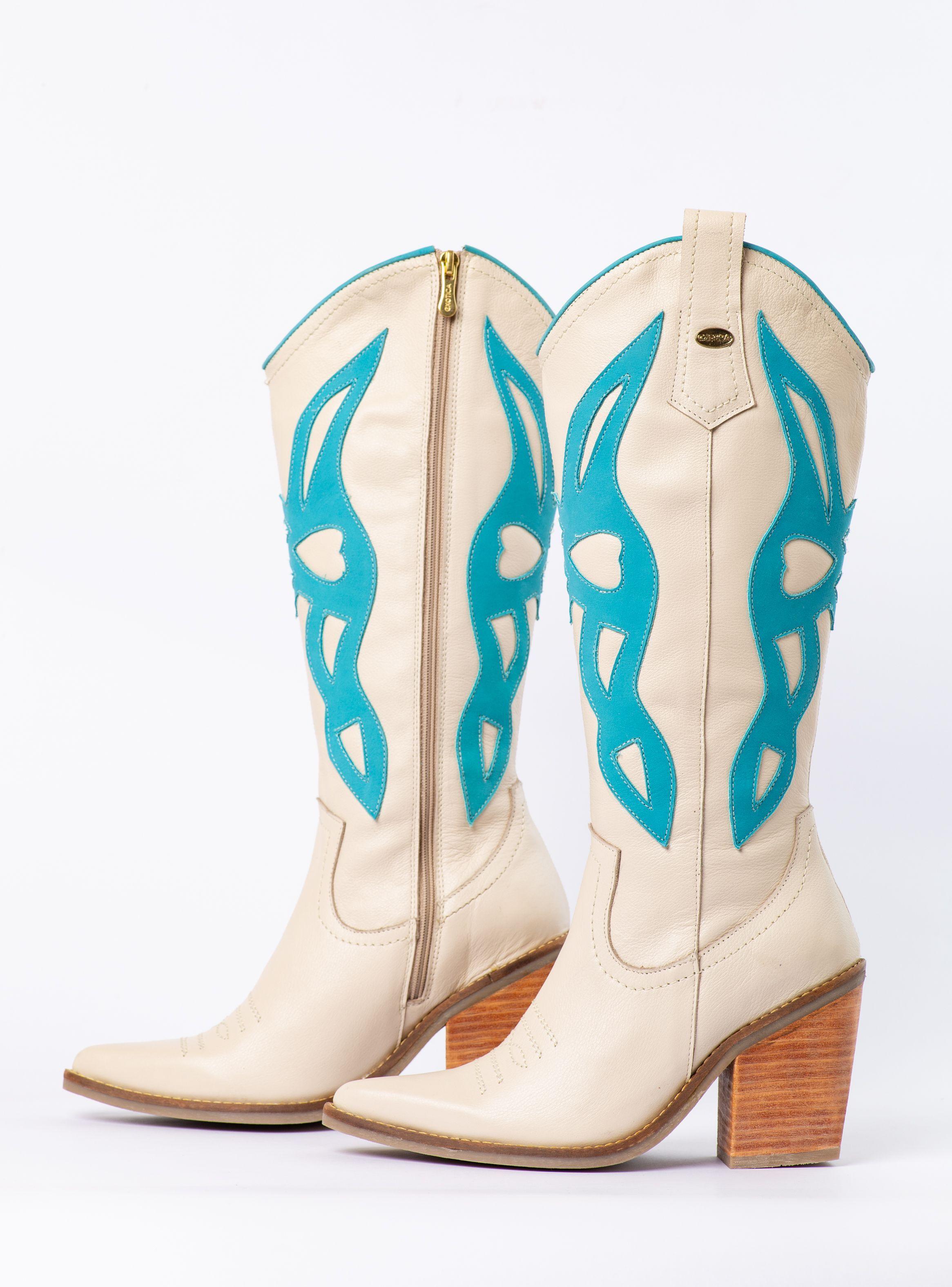 Bota Mariela Marfil Celeste Exotica-4