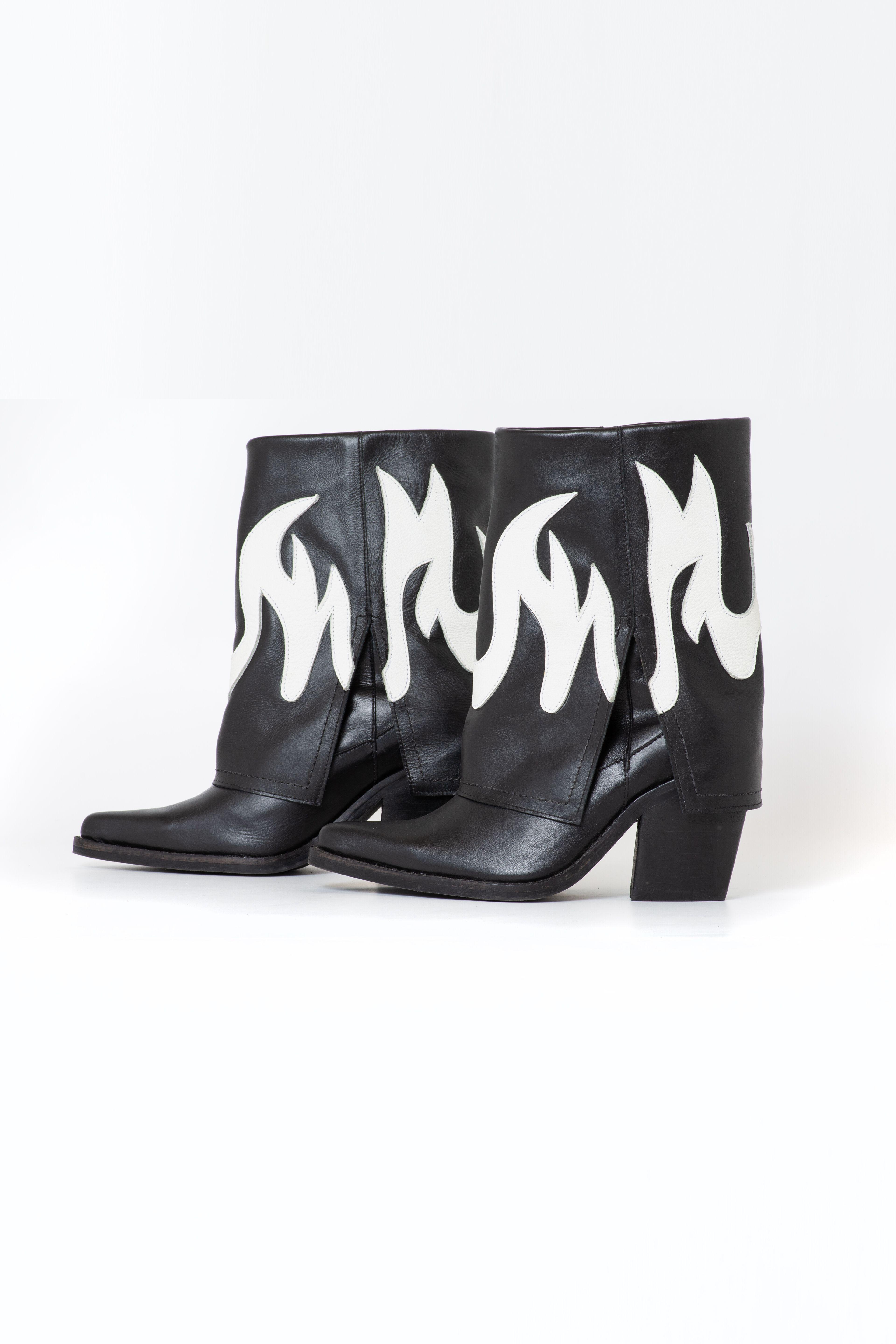 Bota Atenas Negro Blanco Exotica-2