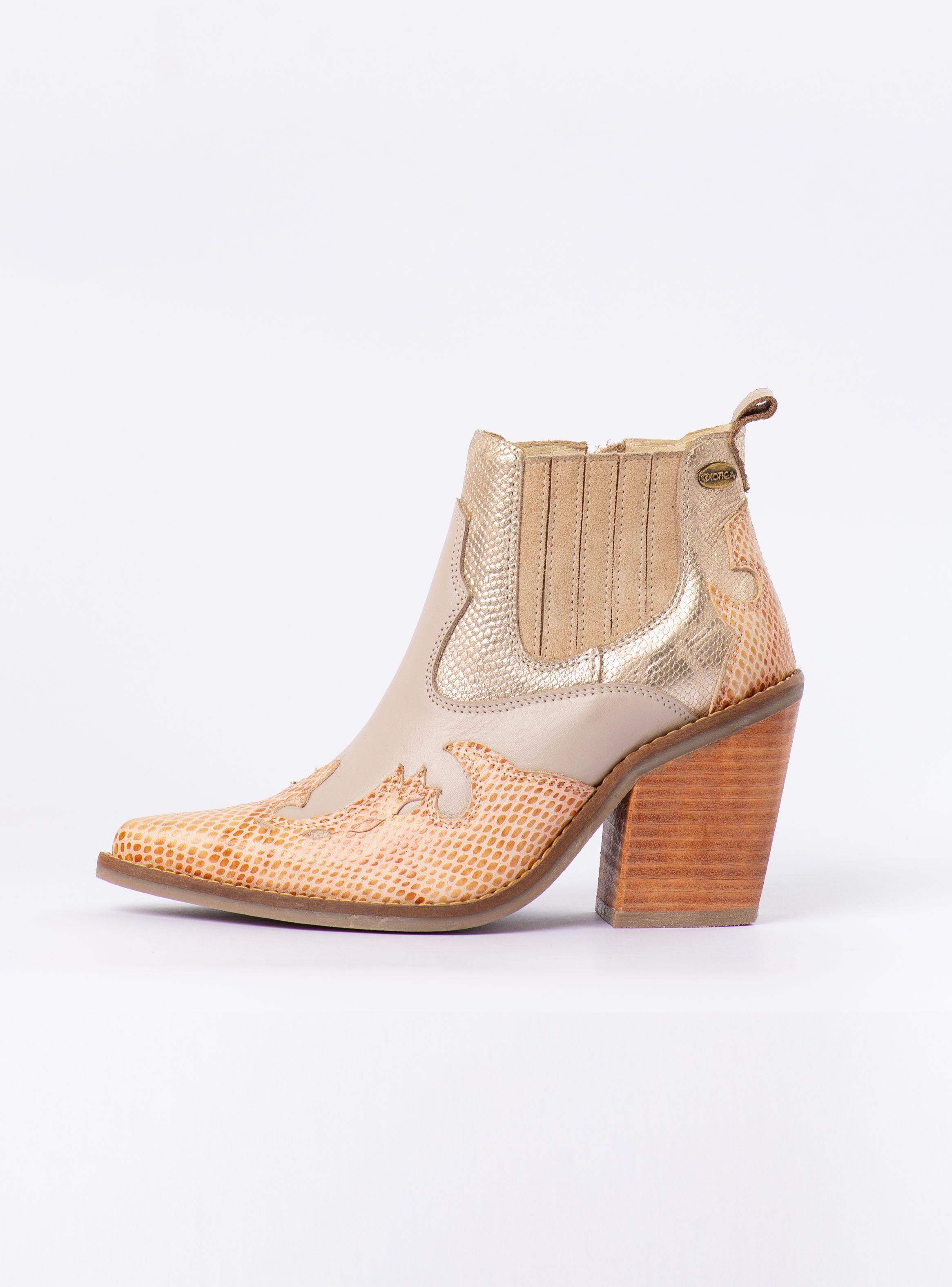 Botin Alma Caimán Rosa Dorado Exotica-3