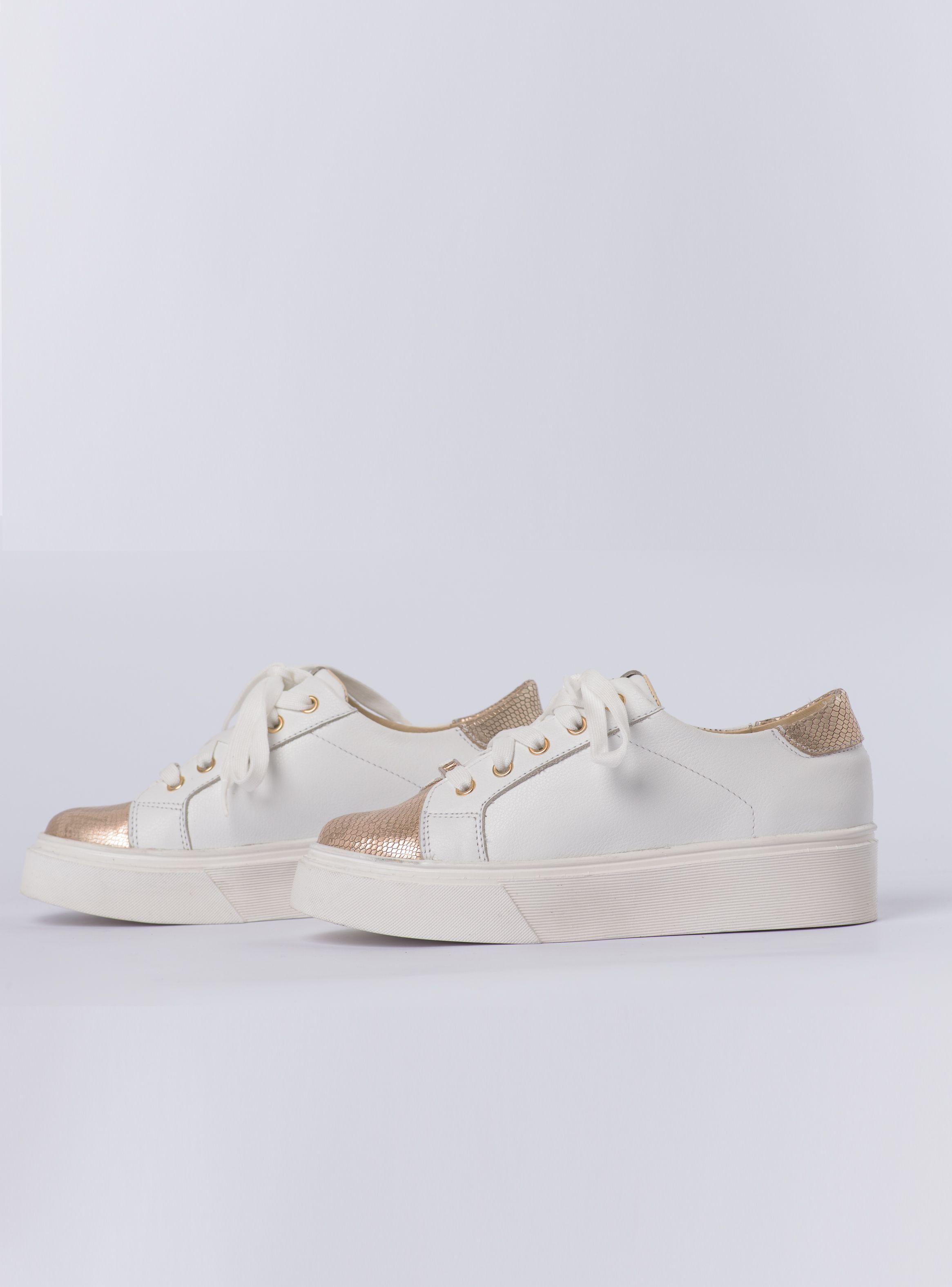 Zapatilla Vary Blanco Cascabel Dorado-4
