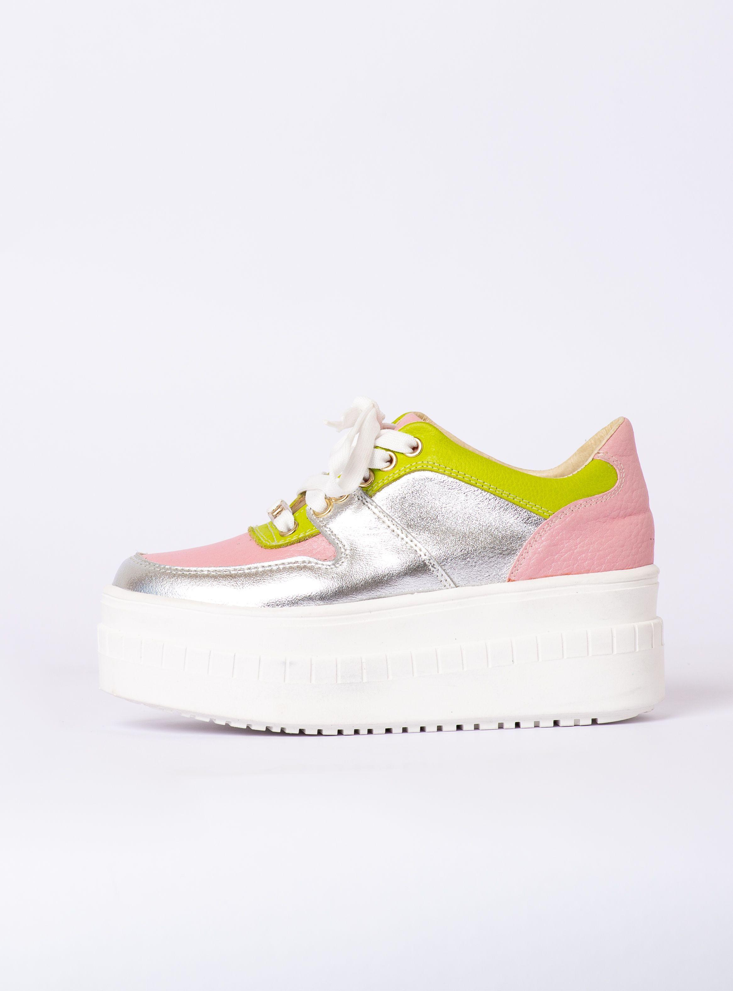 Zapatilla Kira Rosa Plata Verde-4