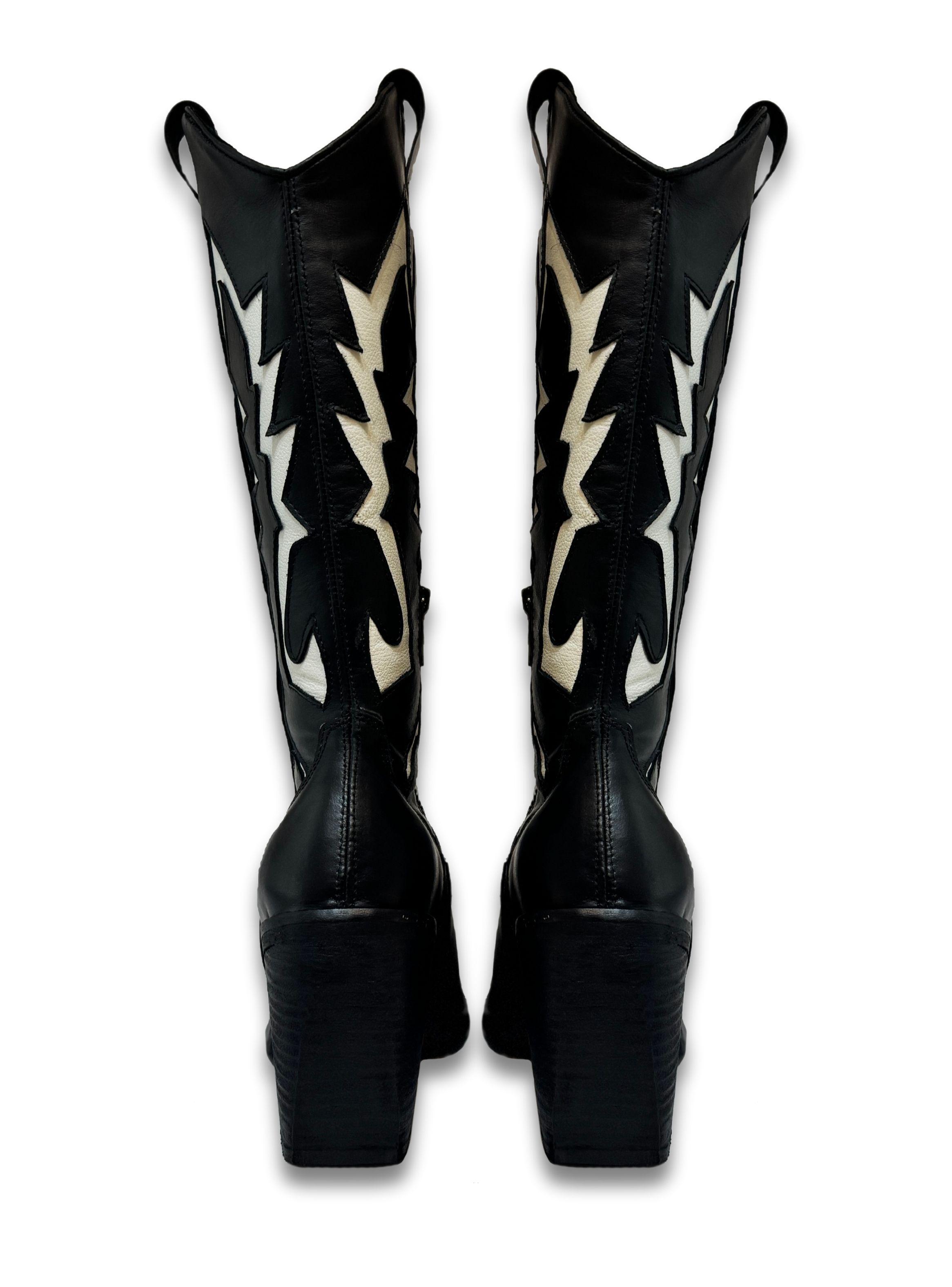 Bota Gina Negro Blanco Exotica-2
