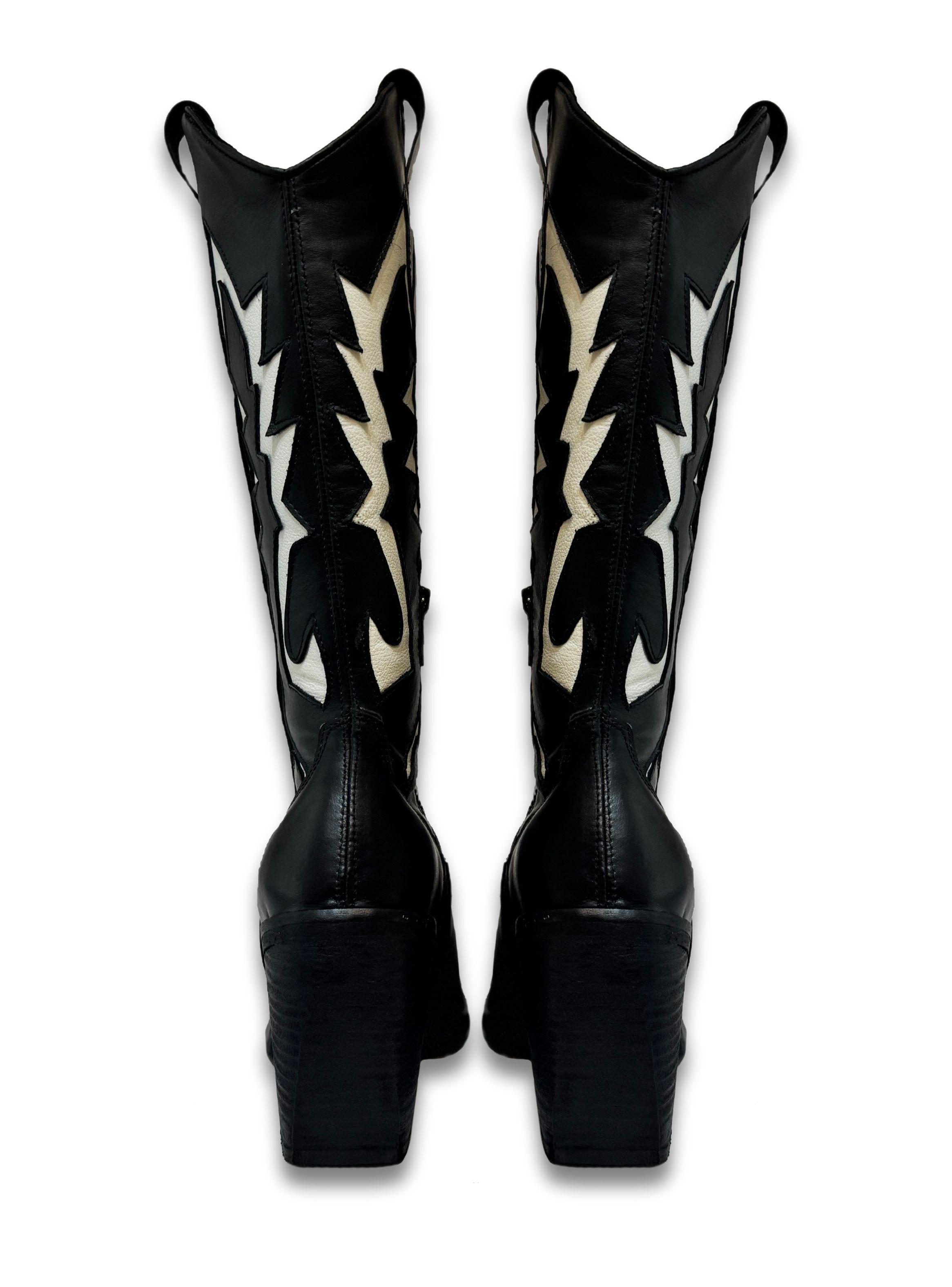 Bota Gina Negro Blanco Exotica-2