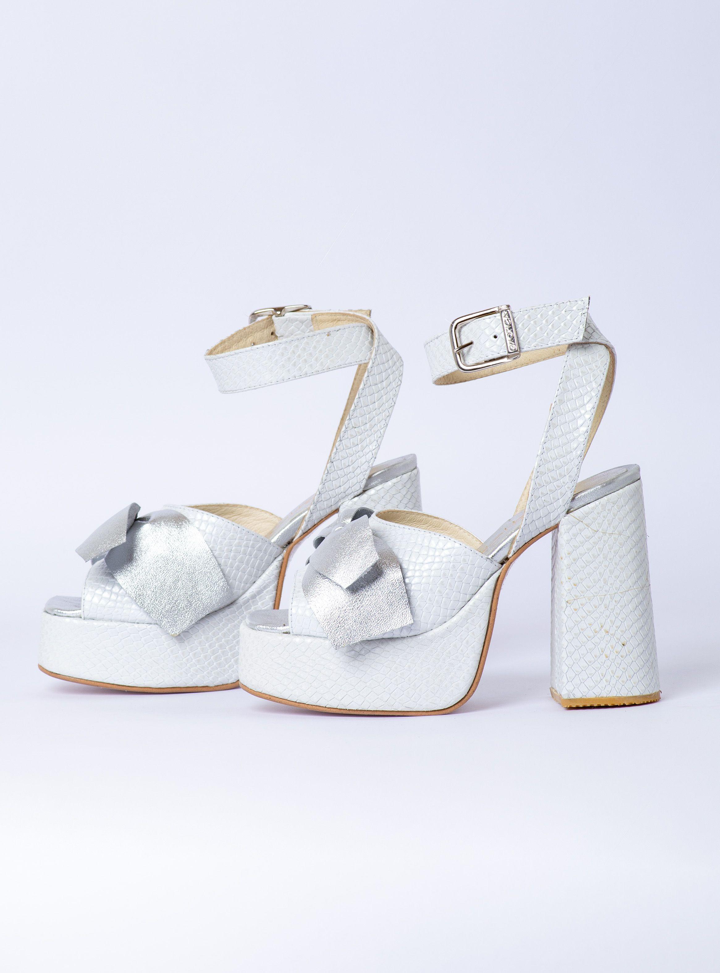 Sandalia Yuli Caimán Blanco Plata Exotica-5