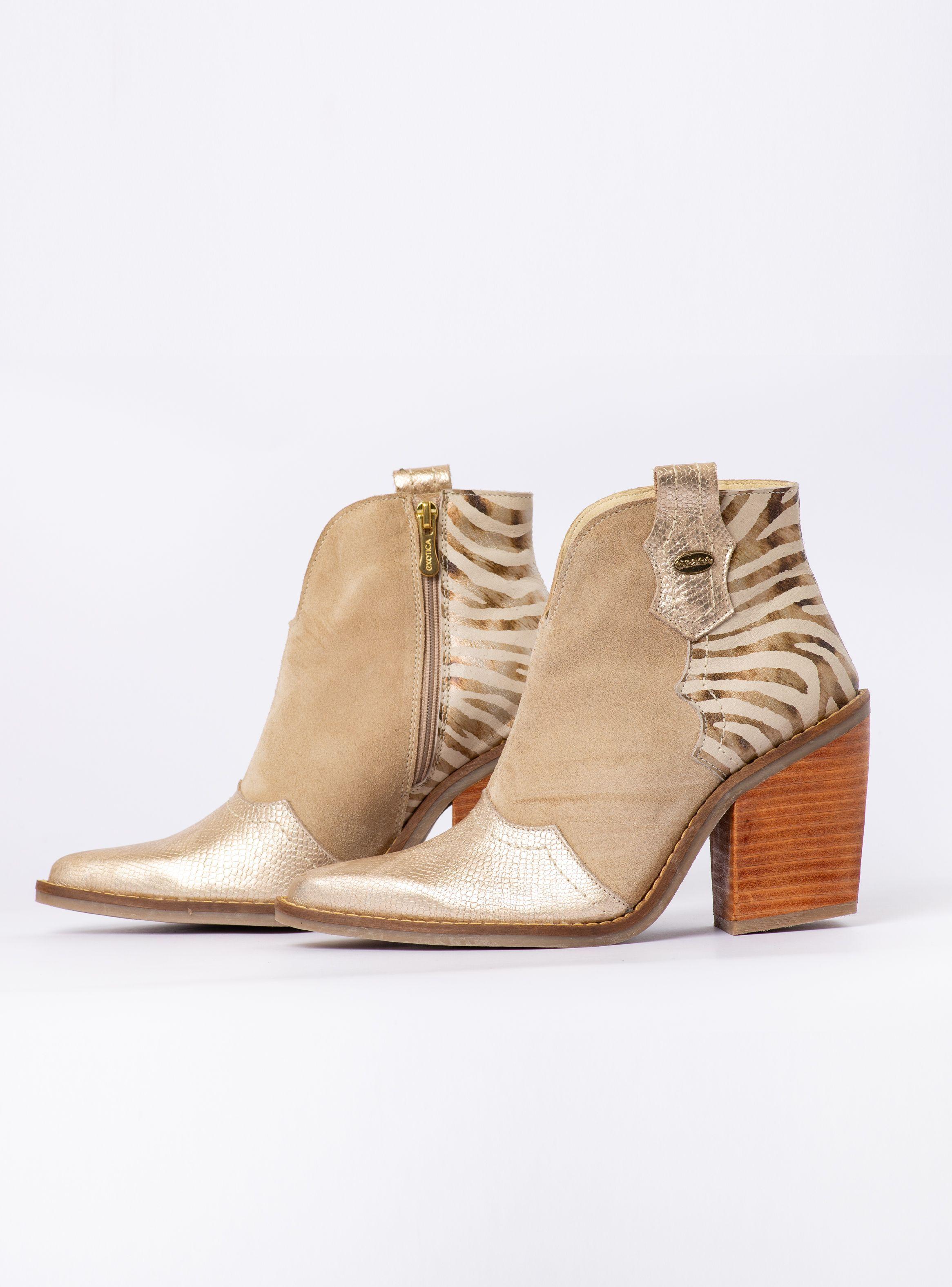 Botin Mady Dorado Arena Cebra Dorado Exotica-5