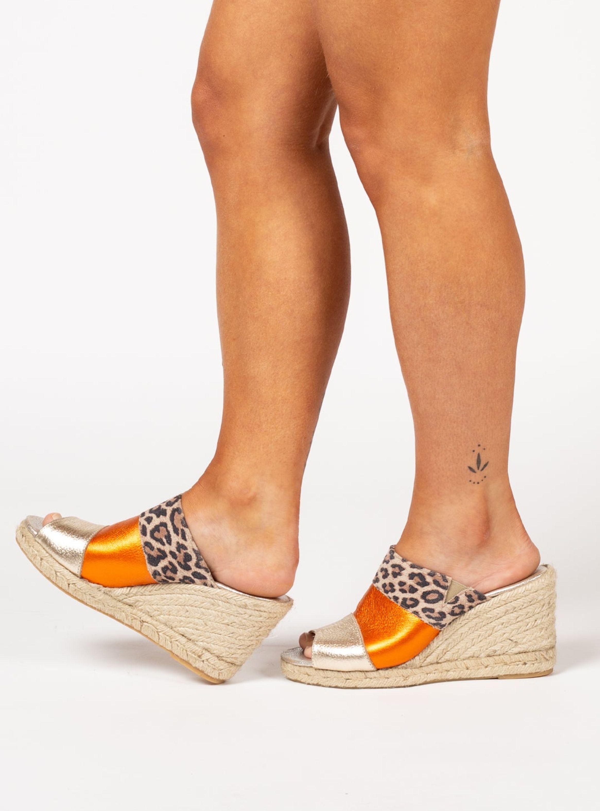 Sandalia Nazda Dorado Naranja Animal Print Exotica-2