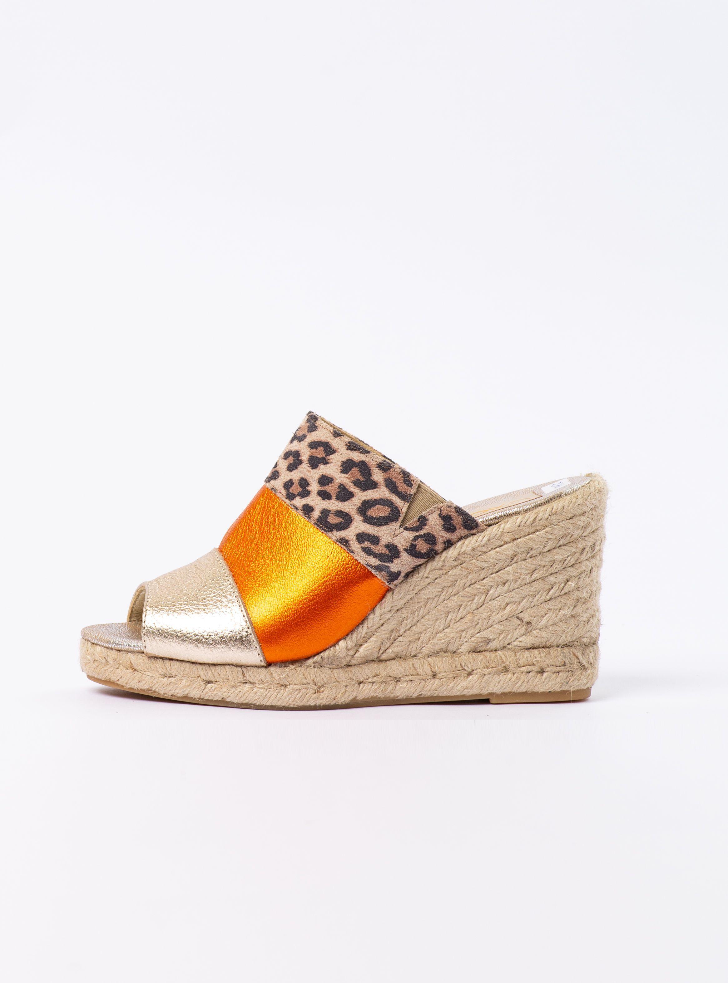 Sandalia Nazda Dorado Naranja Animal Print Exotica-5