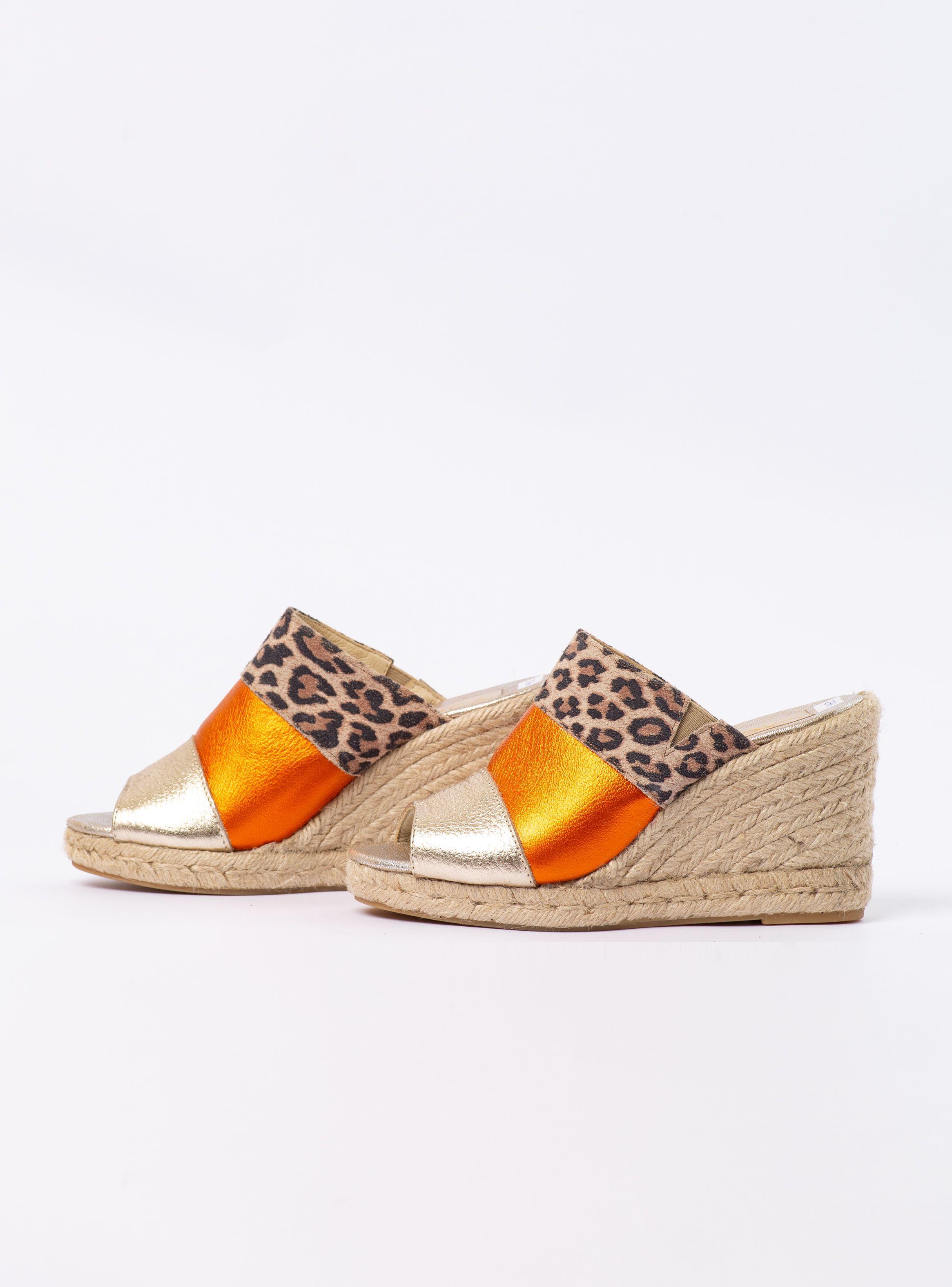 Sandalia Nazda Dorado Naranja Animal Print Exotica-6