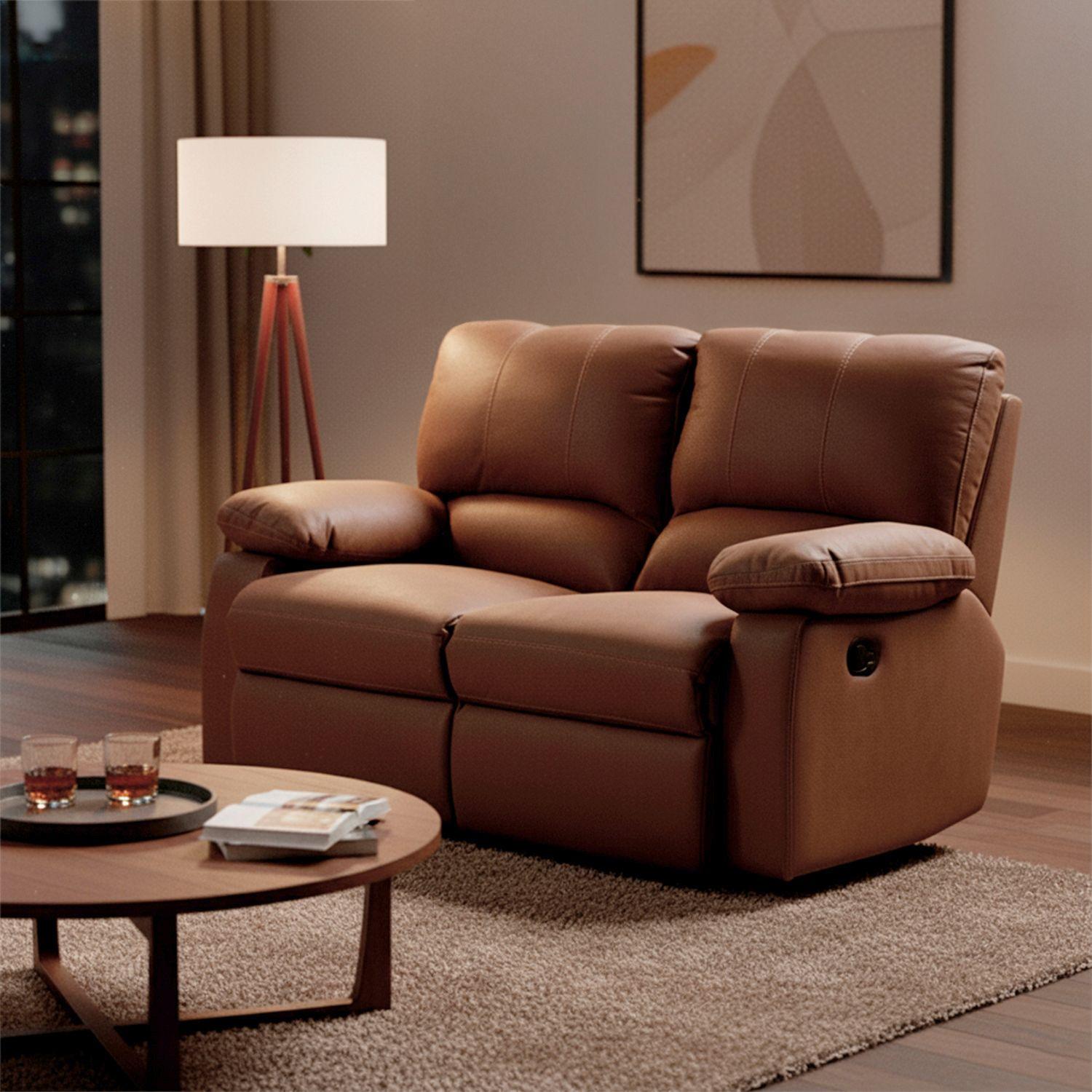 Sofá Reclinable Rosen Archie 2 Cuerpos Manual Tela Café-1