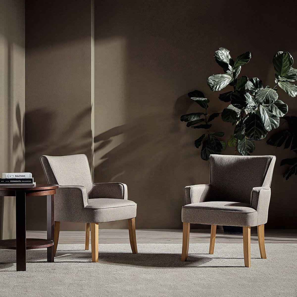 Set 2 Poltronas Emily II Tela Taupe-2