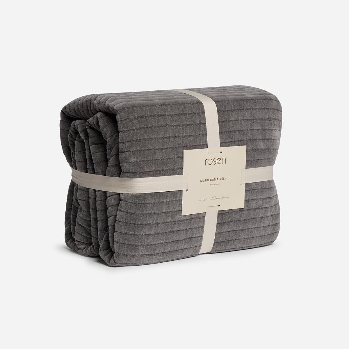 Cubrecama Algodón Velvet Salzweg Grafito 2 Plazas-4