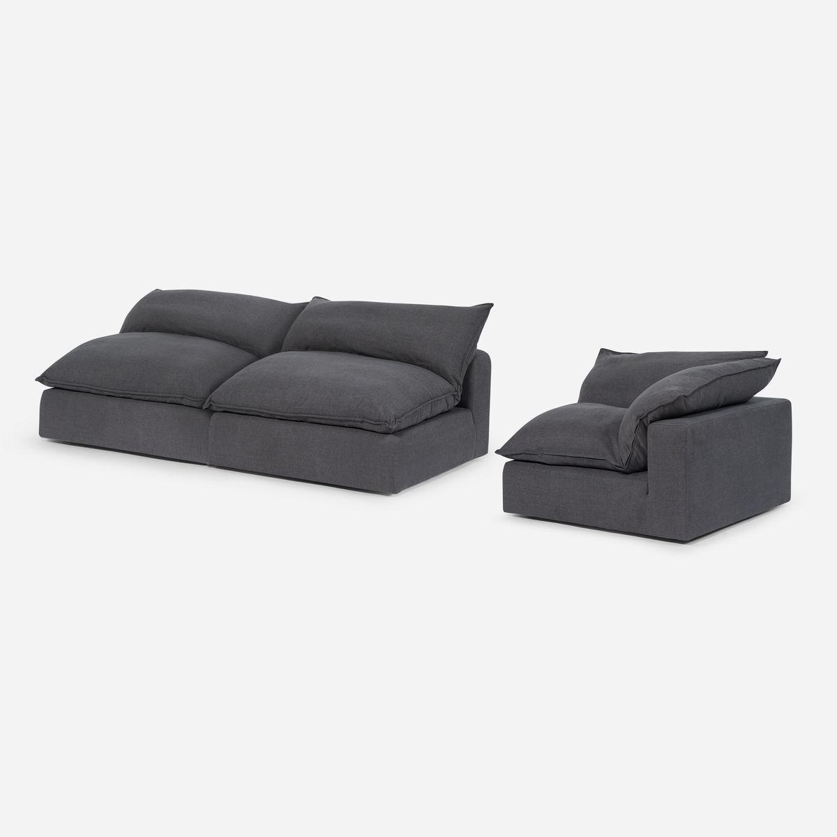 Modular Rosen Shanklin 1 Esquinero + 2 Butacas Tela Charcoal-5