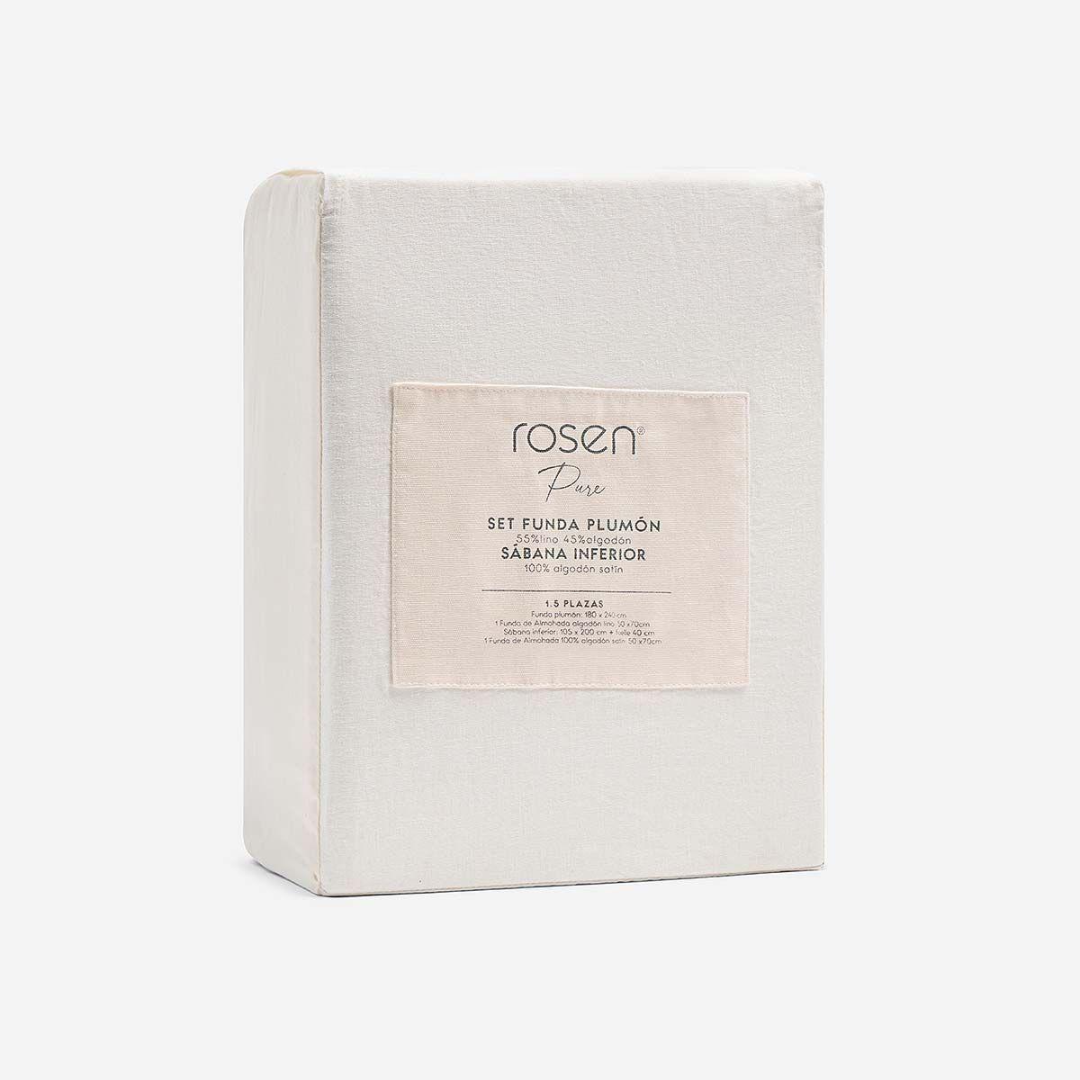 Set Funda de Plumón + Sábana Inferior Pure Blanco 1.5 Plazas-3