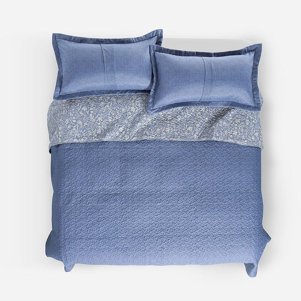 Quilt Estampado Reversible Hefel Azul King-1