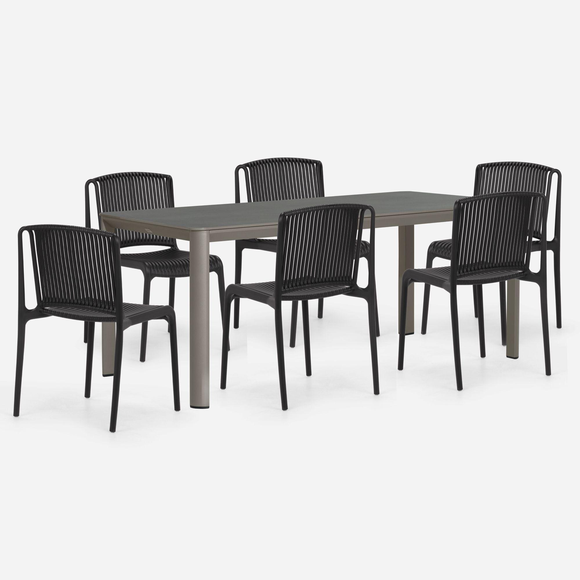 Set Comedor de terraza Salema  + 6 Sillas Nossa Gris/Grafito-0