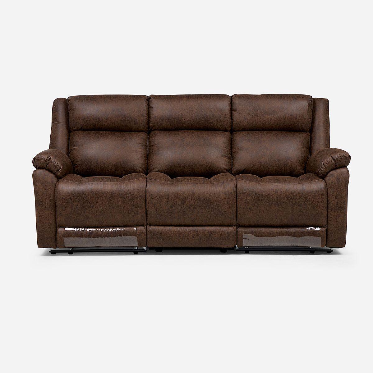 Sofá Reclinable Ascott 3 Cuerpos Manual Cuero PU Chocolate-4