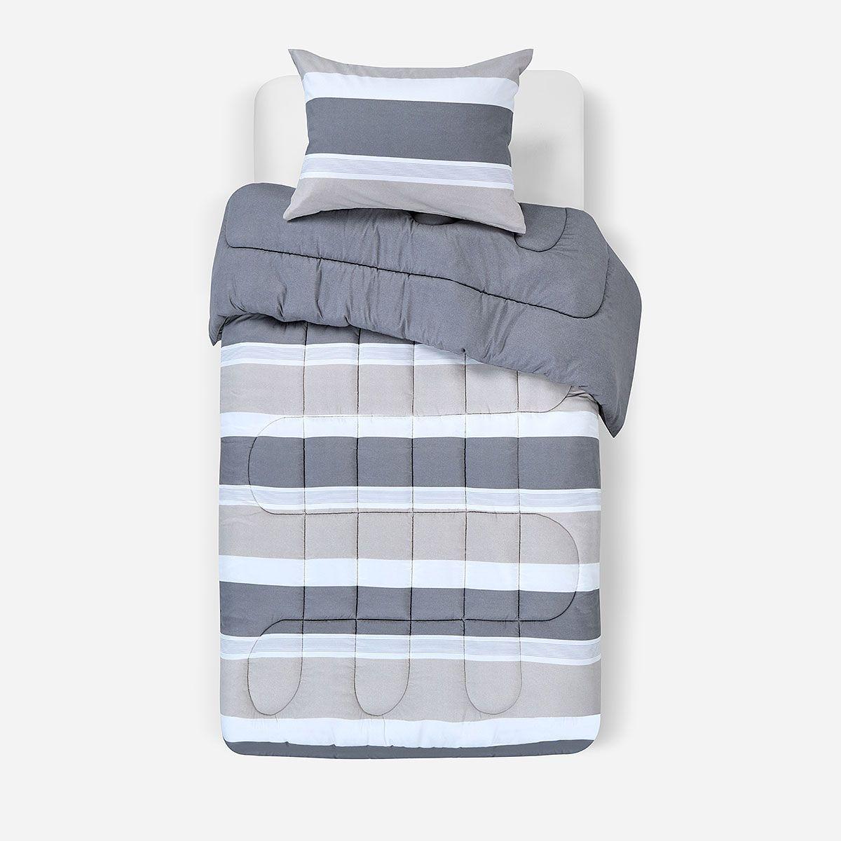 Plumón Reversible Soft Touch Amaro Gris 1,5 Plazas-0