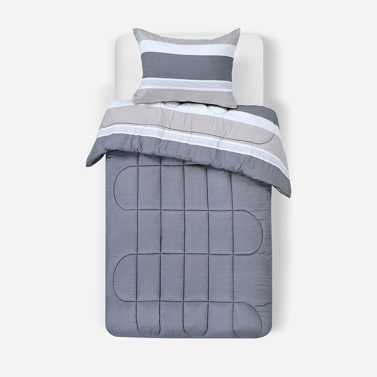 Plumón Reversible Soft Touch Amaro Gris 1,5 Plazas-1