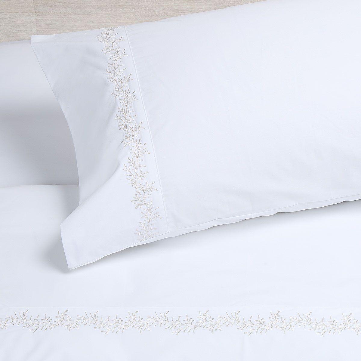 Sábana Rosen 220 Hilos Bordada Floral Blanca 1,5 Plazas-2