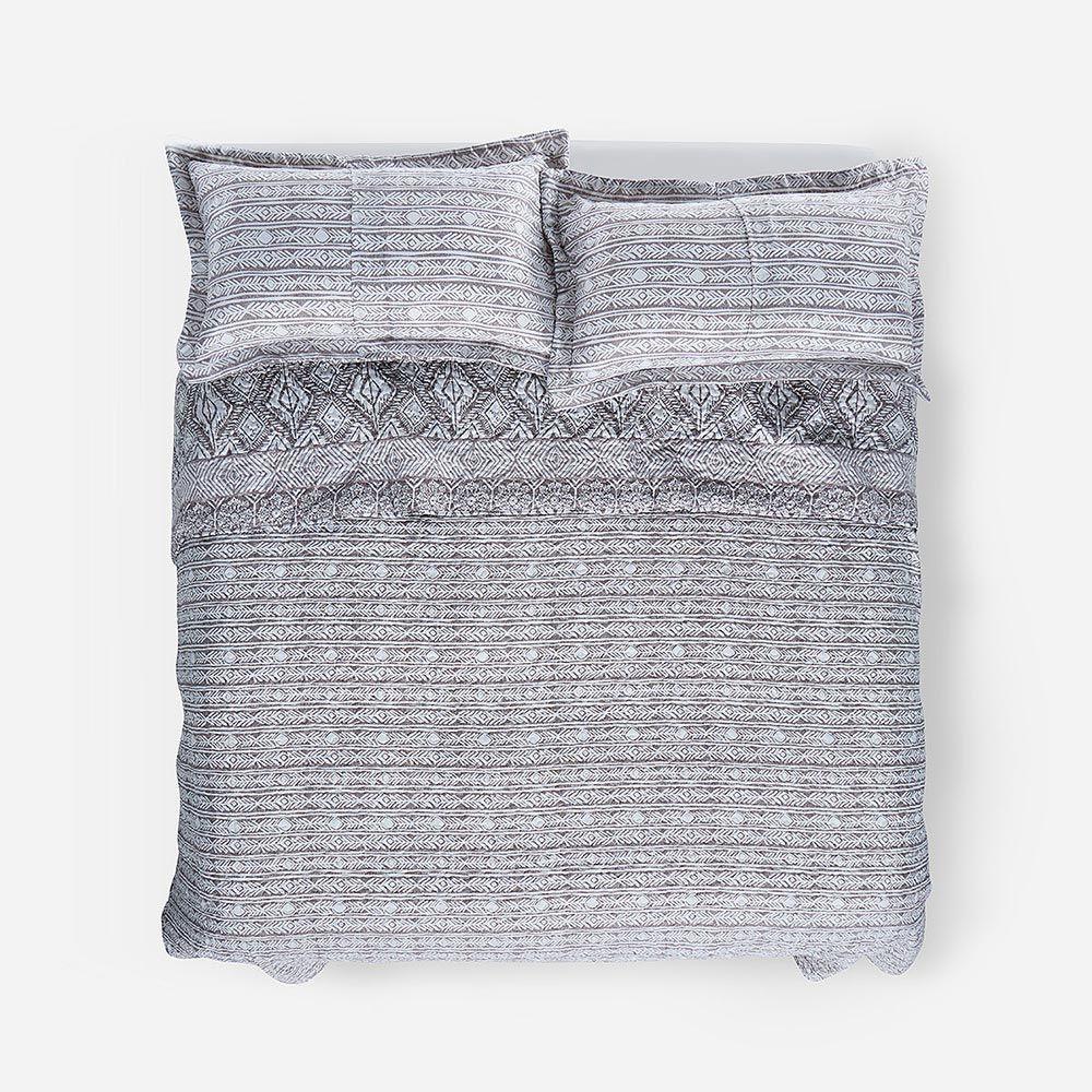 Quilt Estampado Reversible Britta Gris 2 Plazas-1