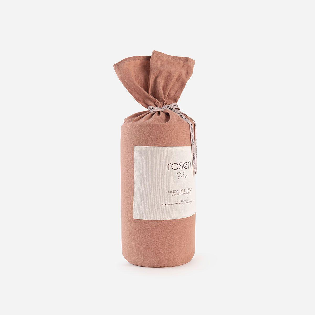 Funda Plumón Rosen Lino-Algodón Pure Liso 1 Plaza Ambar-5
