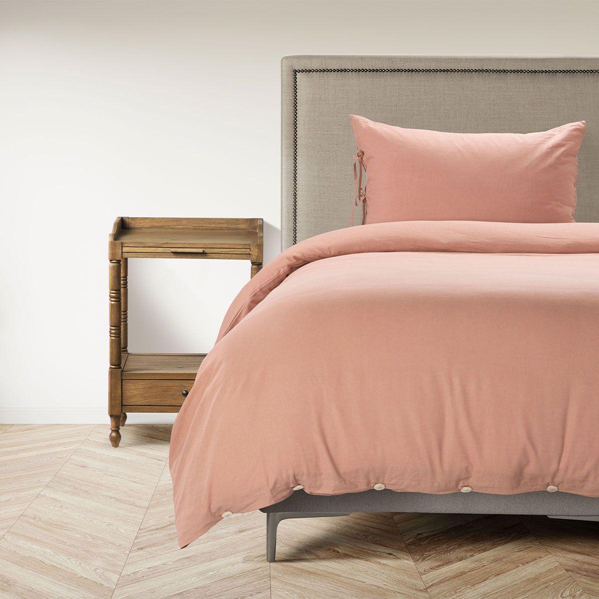 Funda Plumón Rosen Lino-Algodón Pure Liso 1 Plaza Ambar-1