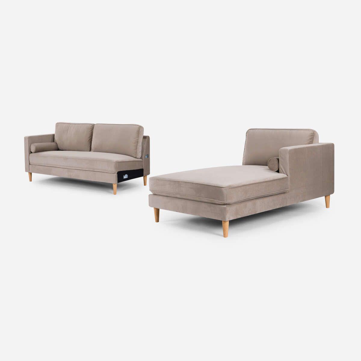 Sofá Seccional Rosen Harbord II Derecho Tela Beige-5