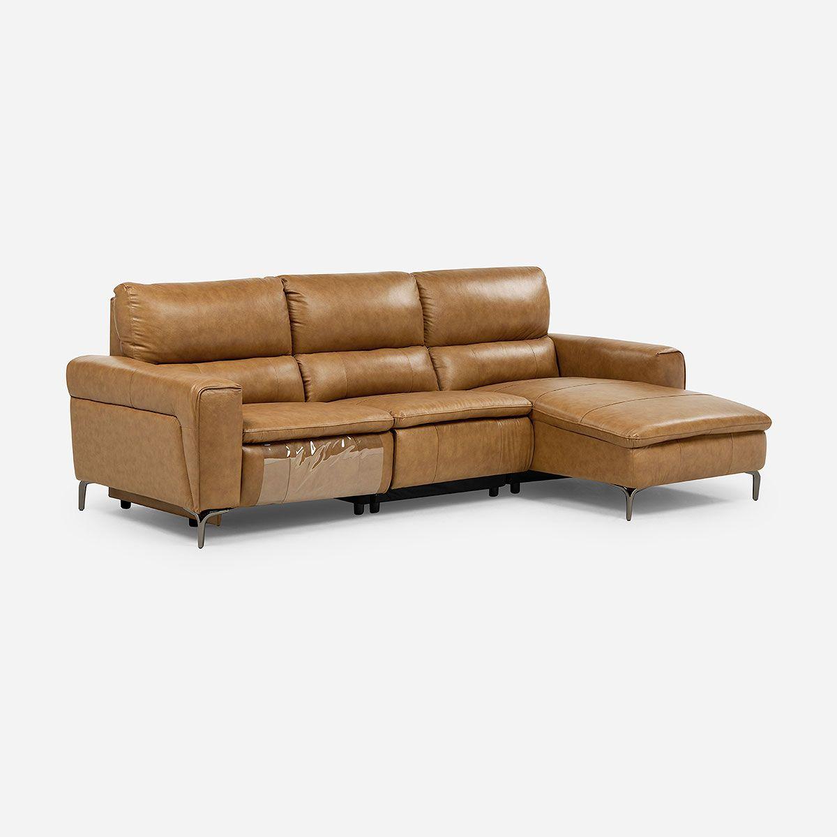 Sofá Reclinable Jensen Eléctrico Derecho Cuero Whiskey-2