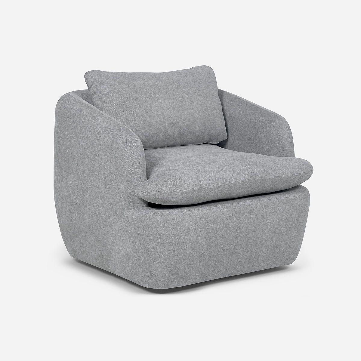 Poltrona Giratoria Rosen Newton Tela Gris Plata-0