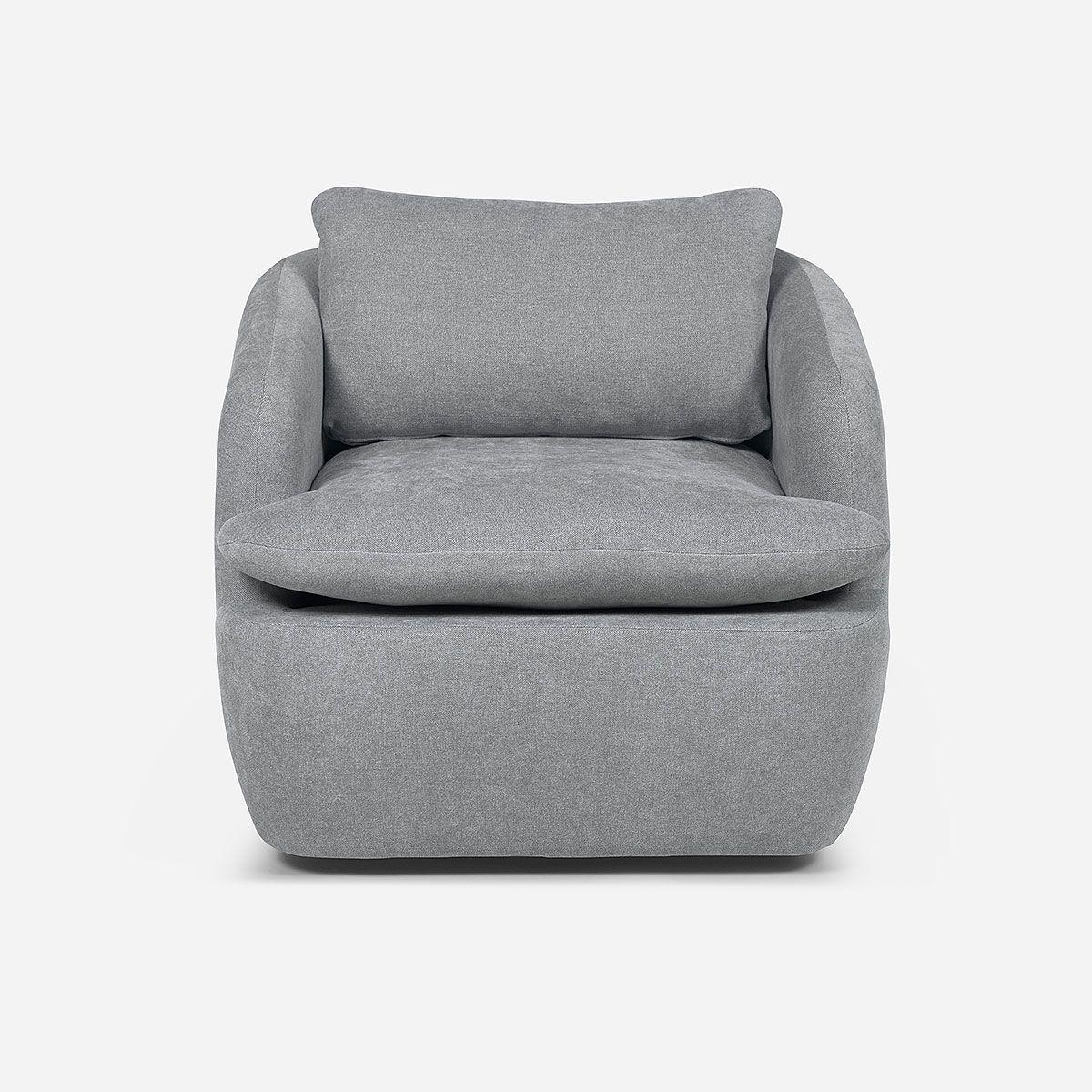 Poltrona Giratoria Rosen Newton Tela Gris Plata-1