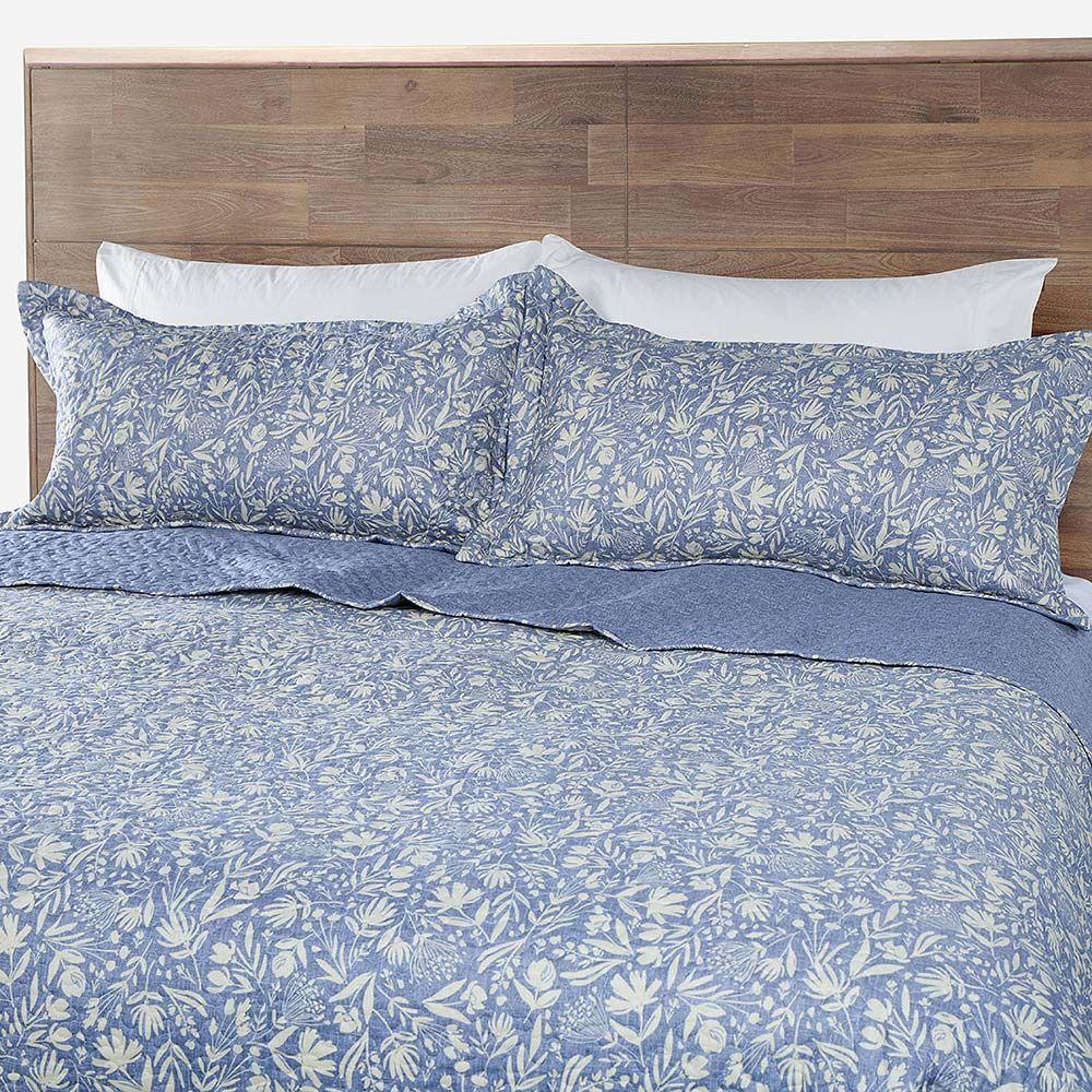 Quilt Estampado Reversible Hefel Azul 2 Plazas-2