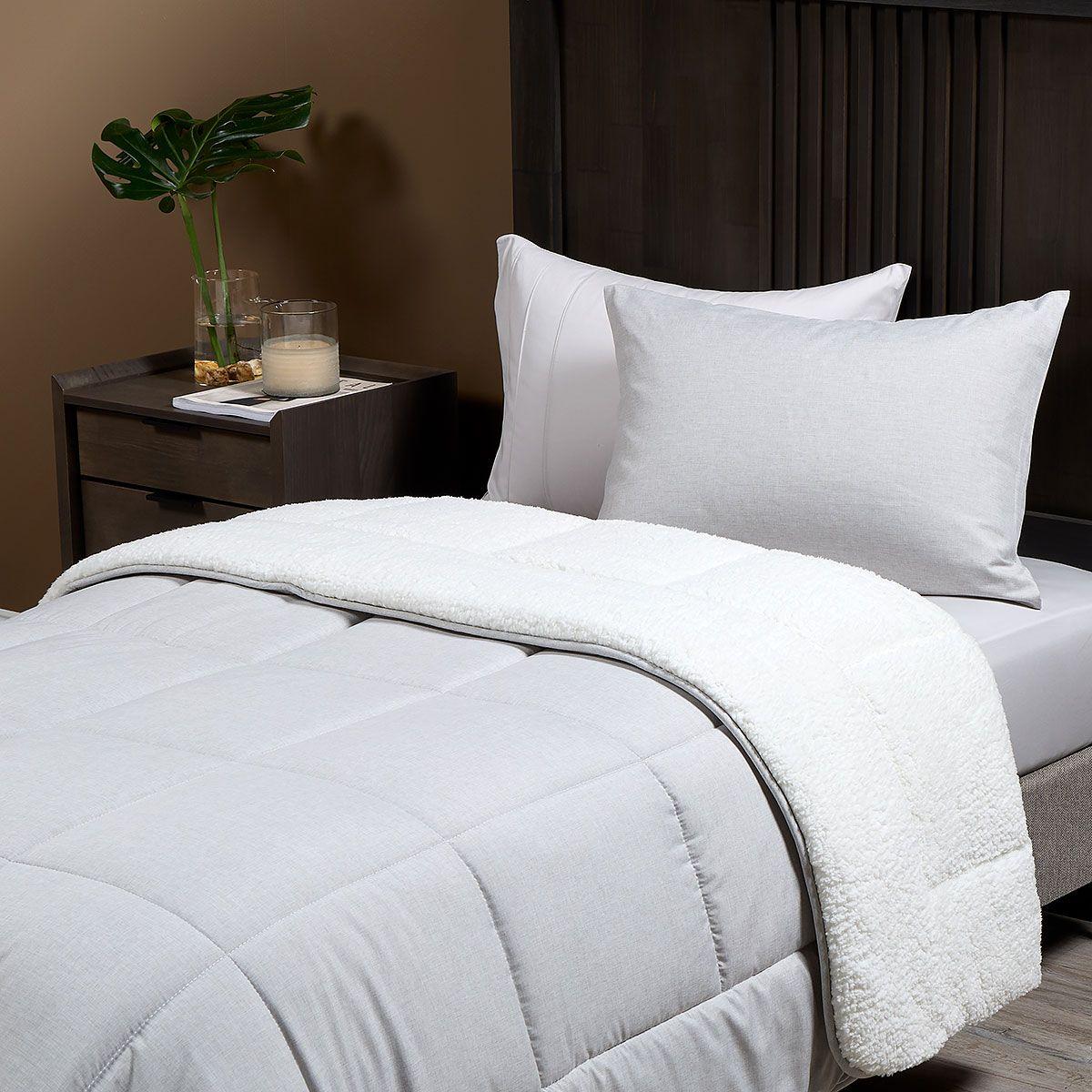 Plumón Sherpa Liso Greige Melange 1.5 Plazas-2