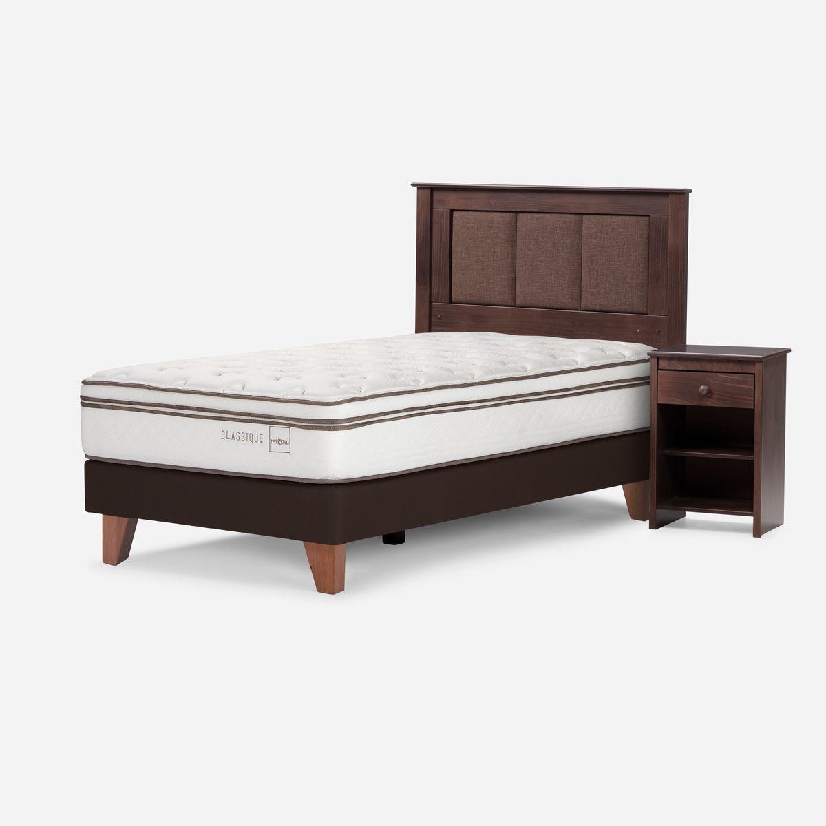 Cama Classique+ 1,5 Plazas + Respaldo Rachel+Velador Ferrara-1