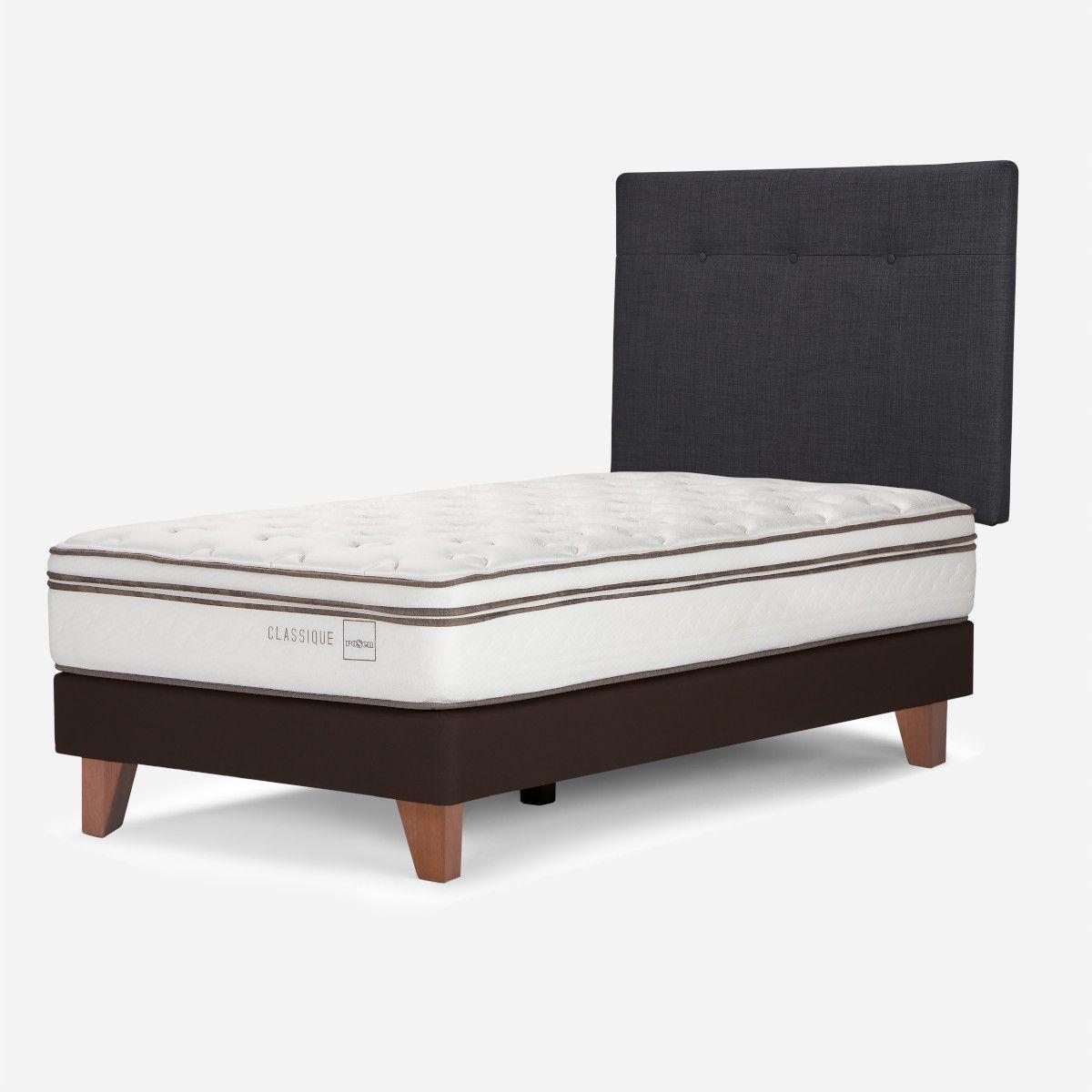 Cama Eur. Classique+ 1,5 Plazas +Respaldo New Bennet Grafito-2