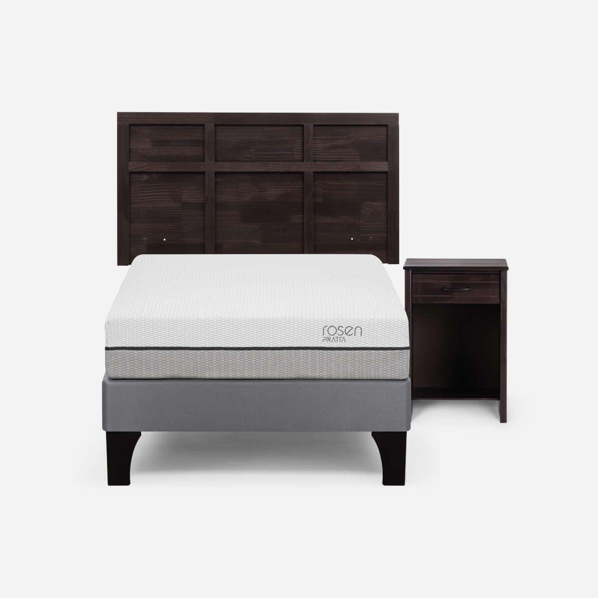 Cama Pratta 1 Plaza Pata Madera + Muebles Robin Chocolate-0