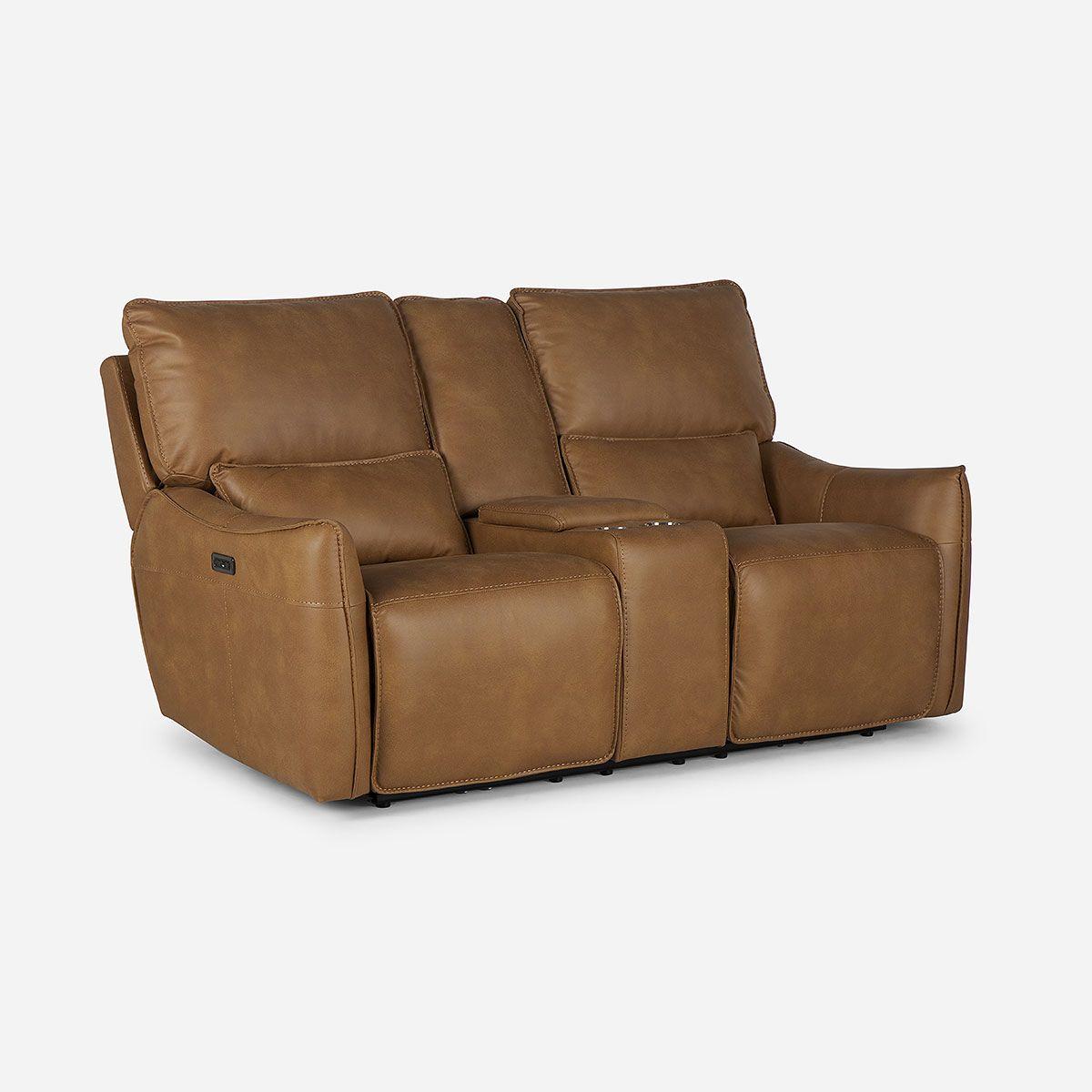 Sofá Reclinable Matt Eléctrico 2 Cuerpos Tela Camel-2