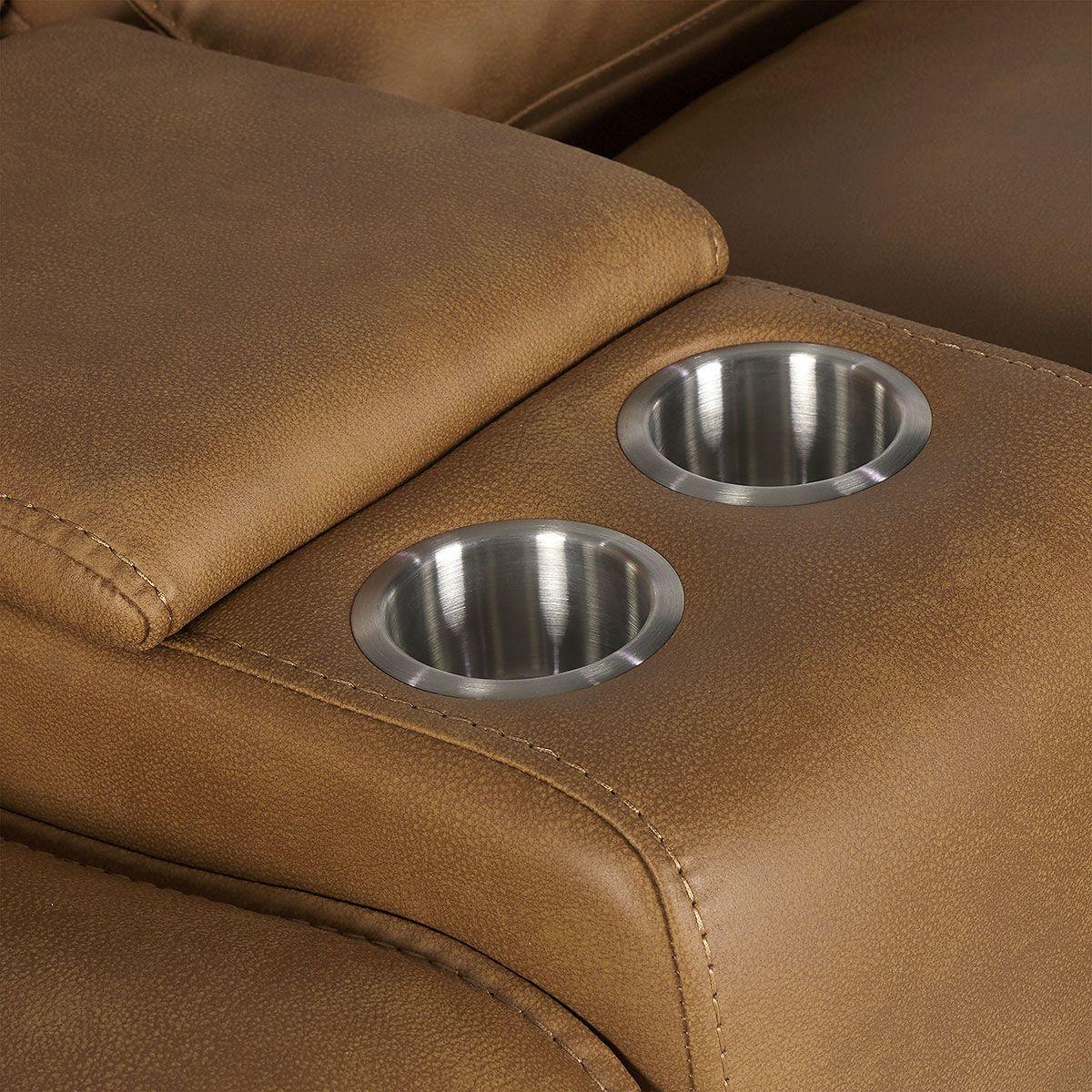 Sofá Reclinable Matt Eléctrico 2 Cuerpos Tela Camel-3