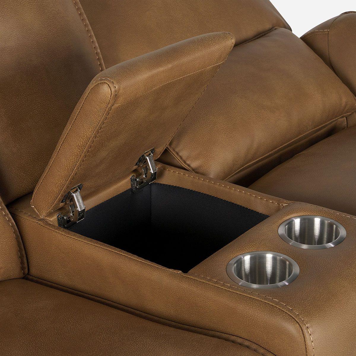 Sofá Reclinable Matt Eléctrico 2 Cuerpos Tela Camel-9
