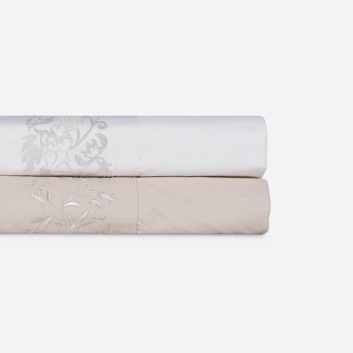 Sábana Rosen 300 Hilos Algodón Bordada Blanco 2 Plazas-4