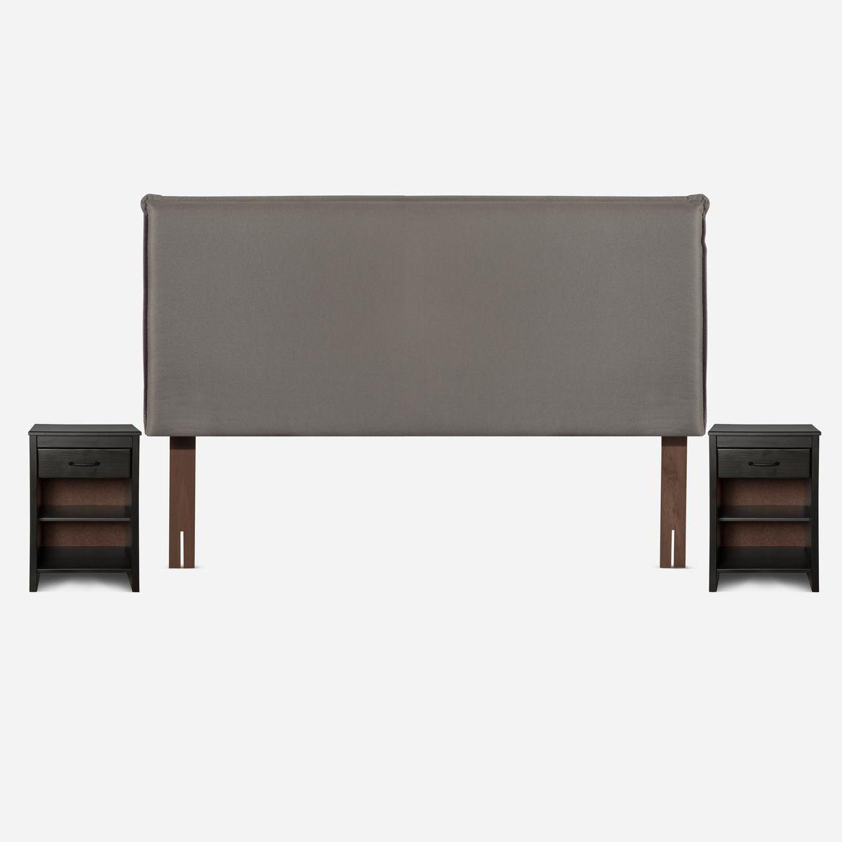 Cama Europea Pratta 2 Plazas Pata Madera + Muebles Maurice-2
