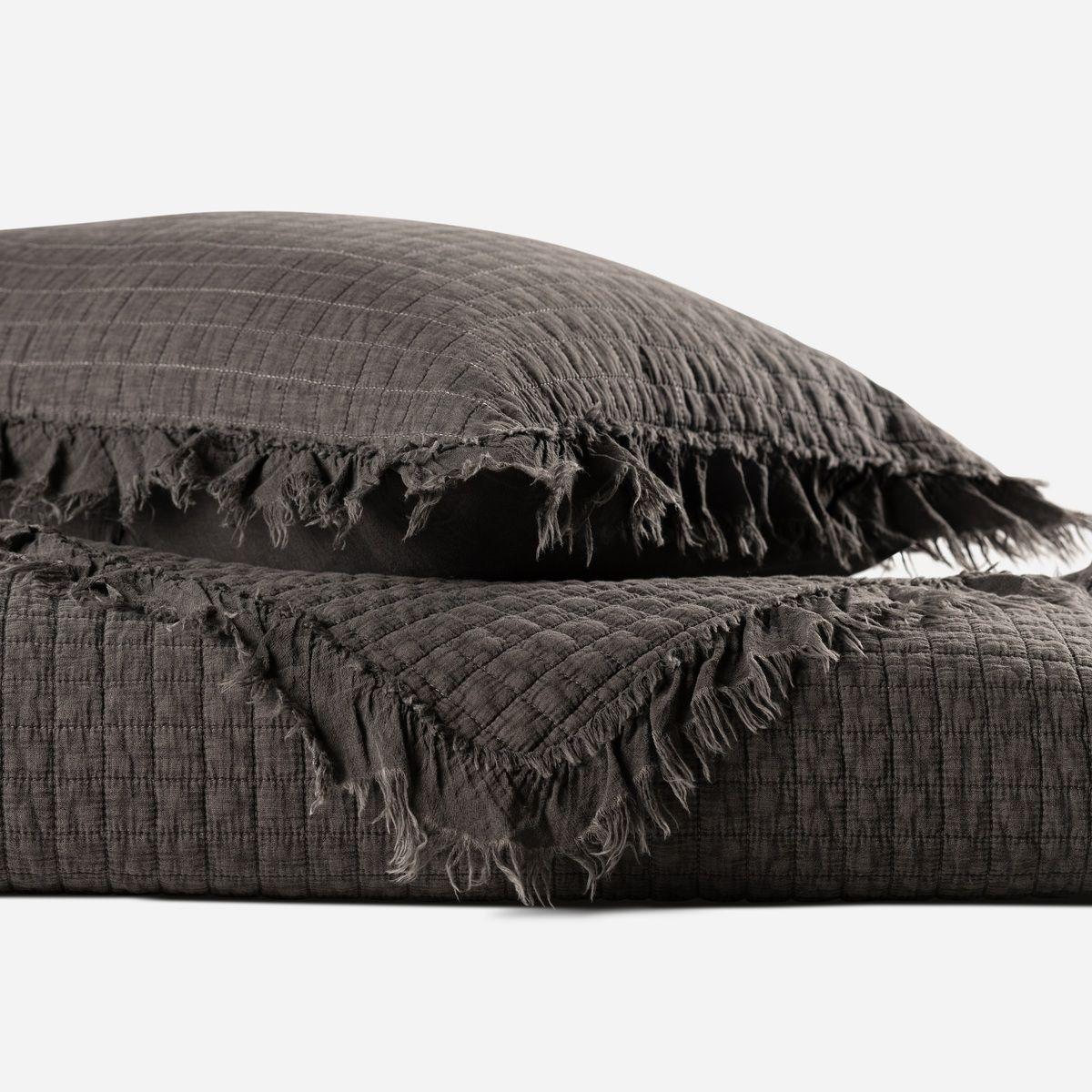 Cubrecama Algodón Pure Liso Stone Charcoal 2 Plazas-2