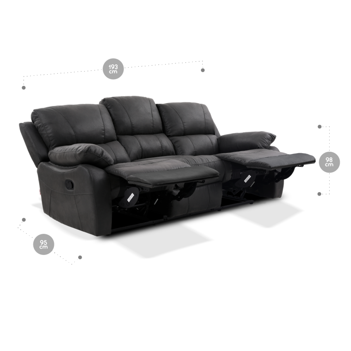 Sofá Reclinable Rosen Orson 3 Cuerpos Tela Manual Stone-7
