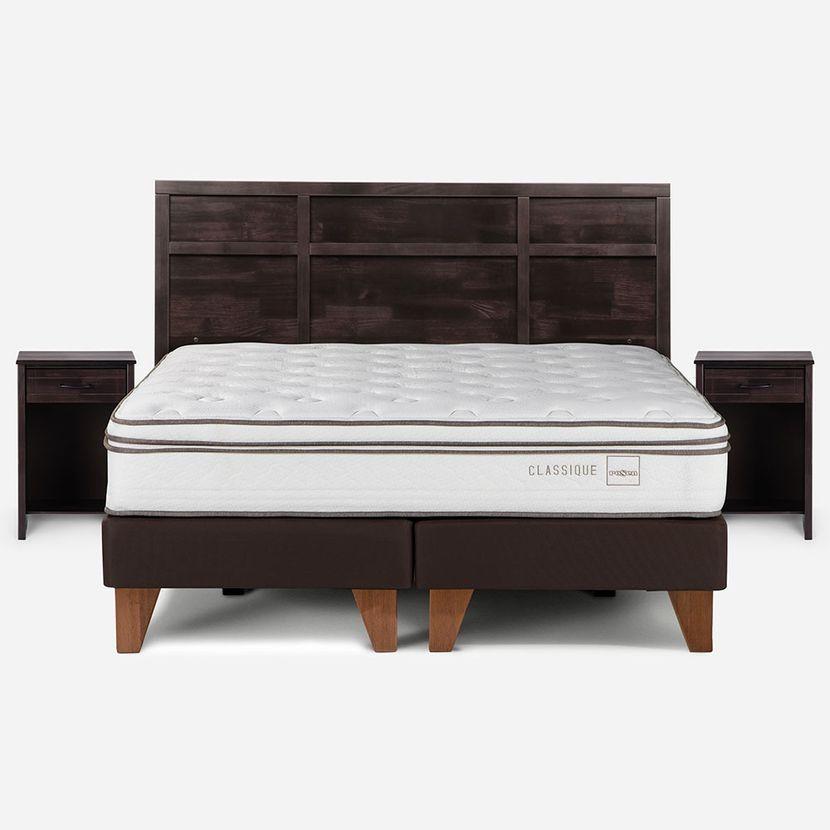 Cama Rosen Classique+ 2 Plazas  Con Muebles Robin Chocolate-0