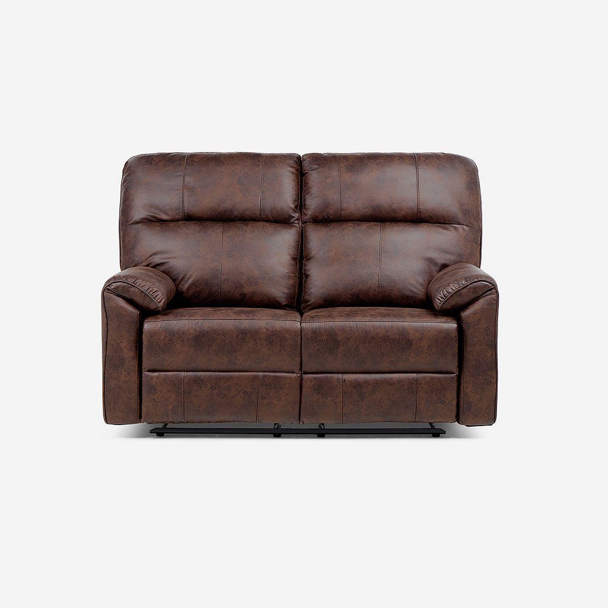 Sofá Reclinable Tolosa 2 Cuerpos Manual Tela Marrón-2