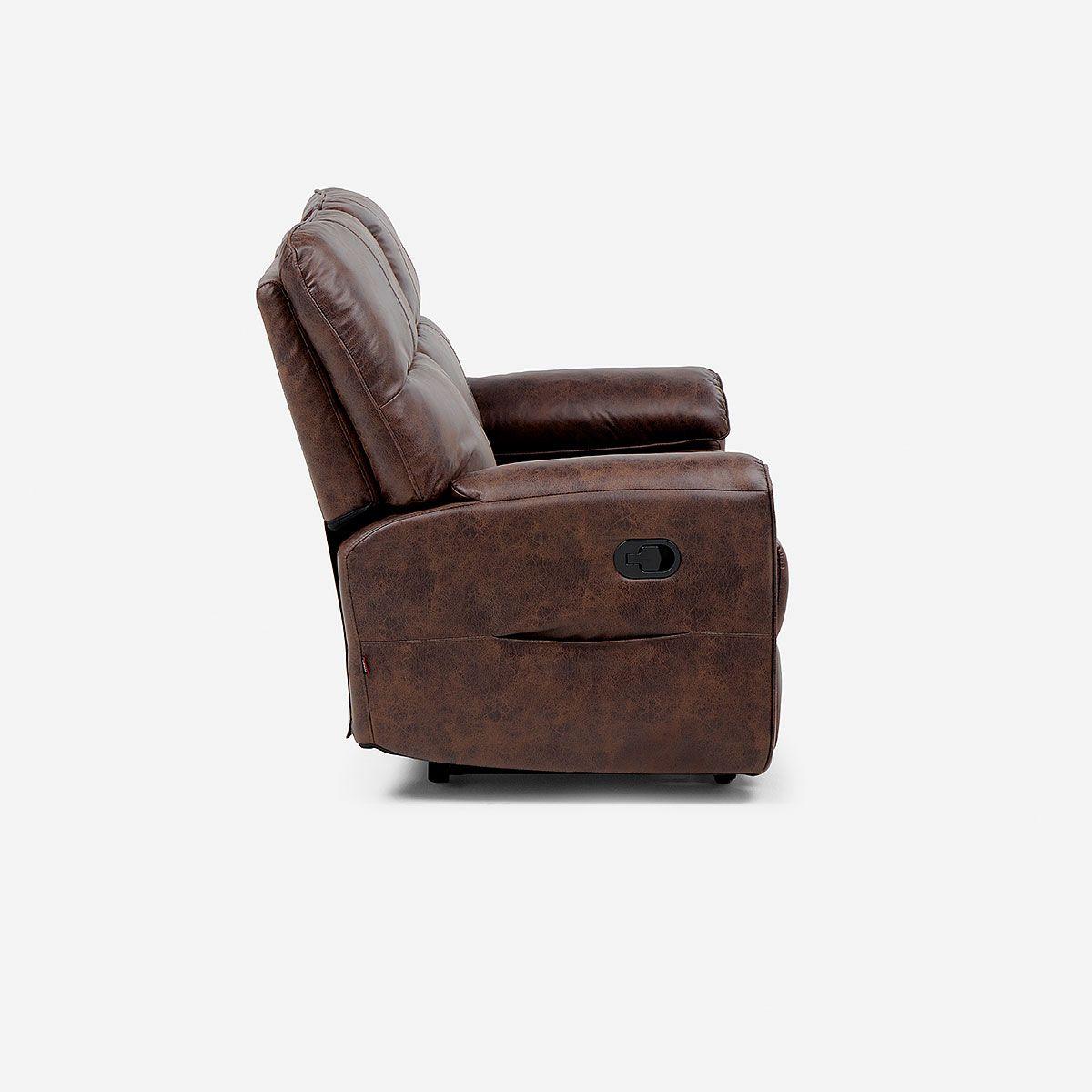 Sofá Reclinable Tolosa 2 Cuerpos Manual Tela Marrón-3