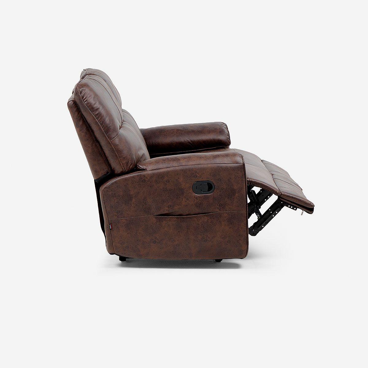 Sofá Reclinable Tolosa 2 Cuerpos Manual Tela Marrón-4