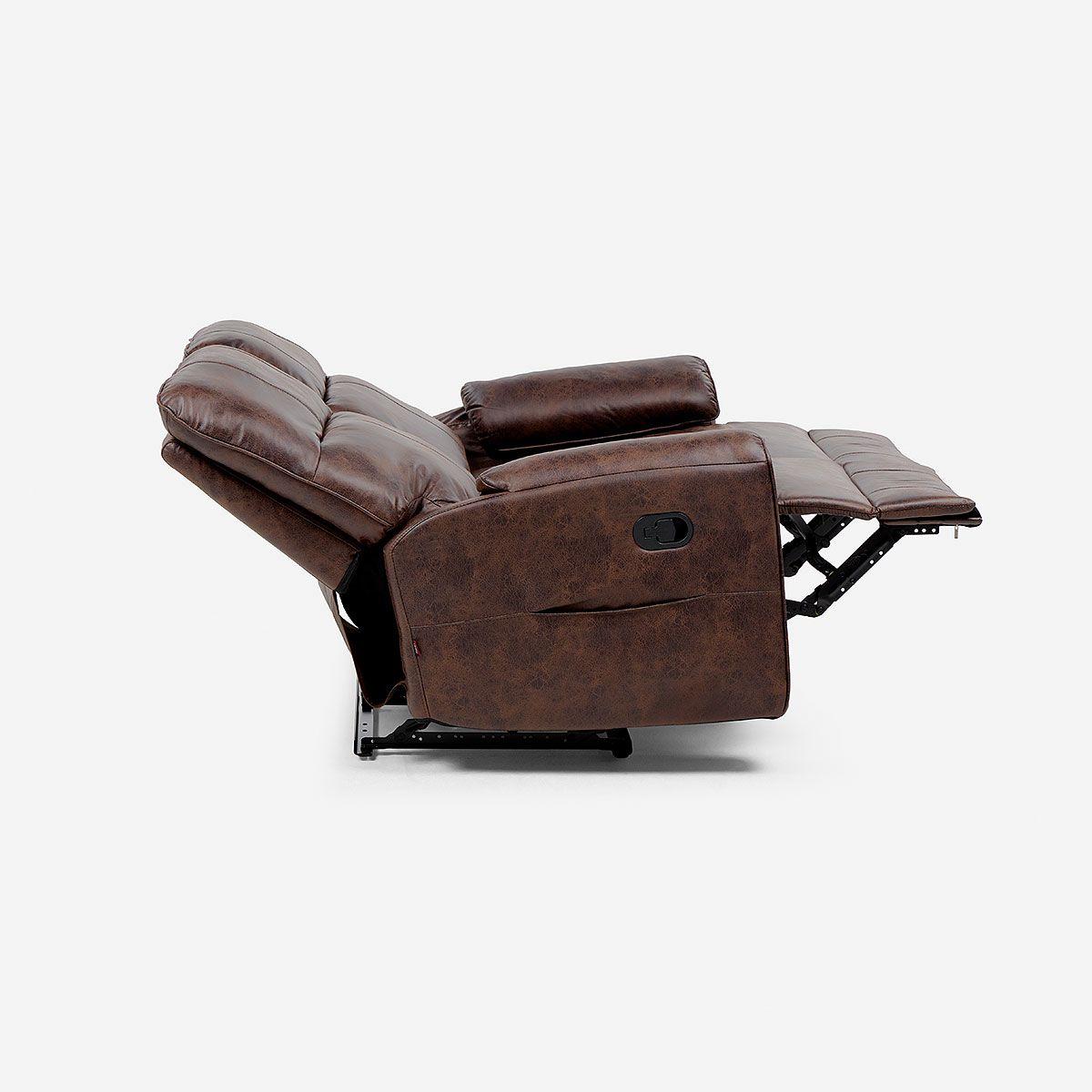 Sofá Reclinable Tolosa 2 Cuerpos Manual Tela Marrón-5