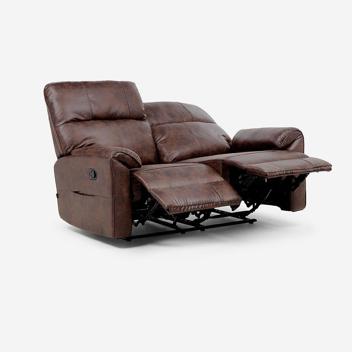 Sofá Reclinable Tolosa 2 Cuerpos Manual Tela Marrón-6