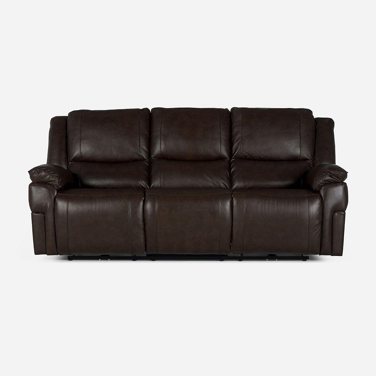 Sofá Reclinable Jeff Eléctrico 3 Cuerpos Cuero Chestnut-2