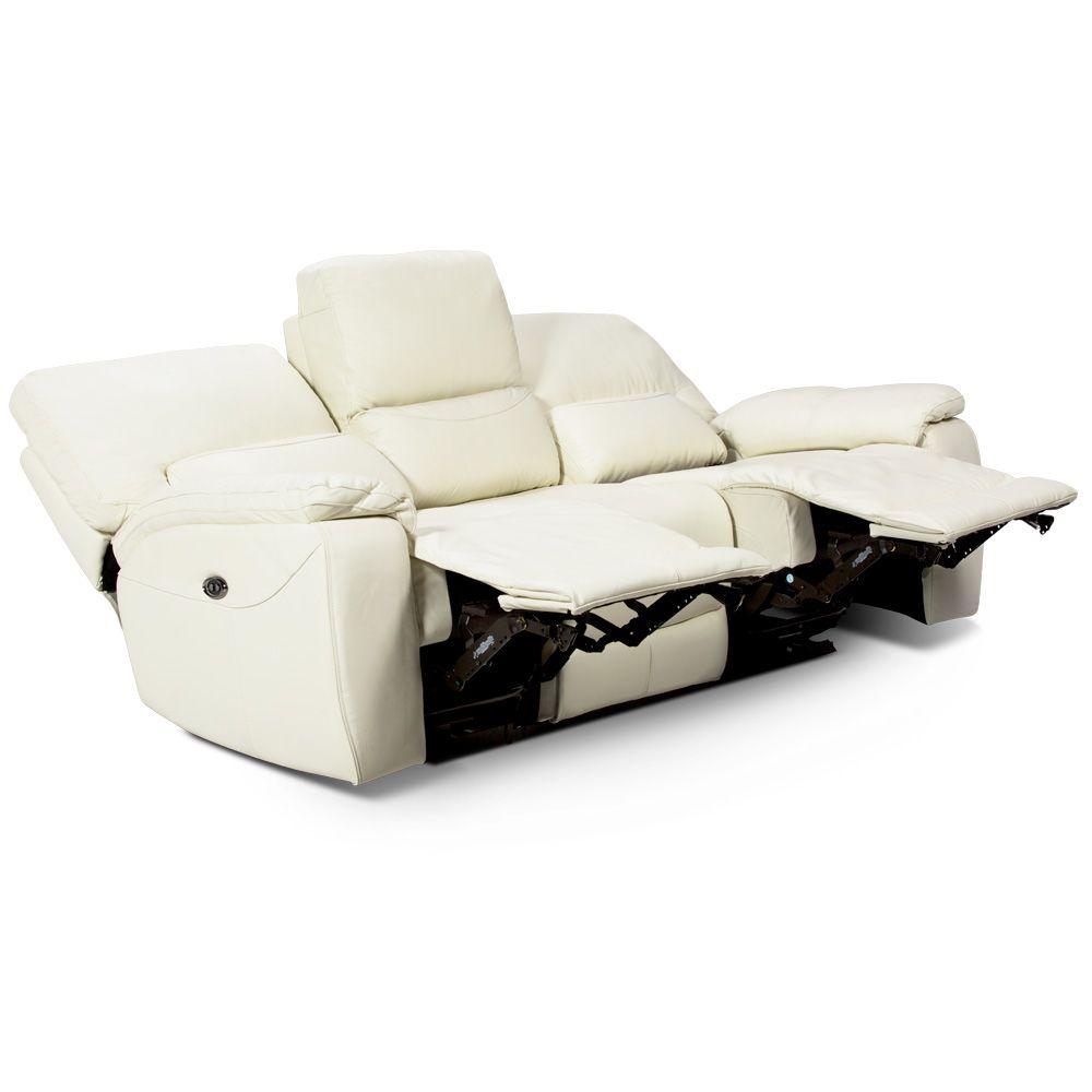 Rosen Sofá Reclinable Poch Cuero 3 Cuerpos Blanco-2
